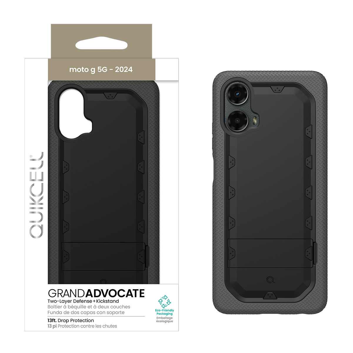 Picture of Quikcell moto g 5G (2024) Grand ADVOCATE Dual-Layer Kickstand Case – Armor Black