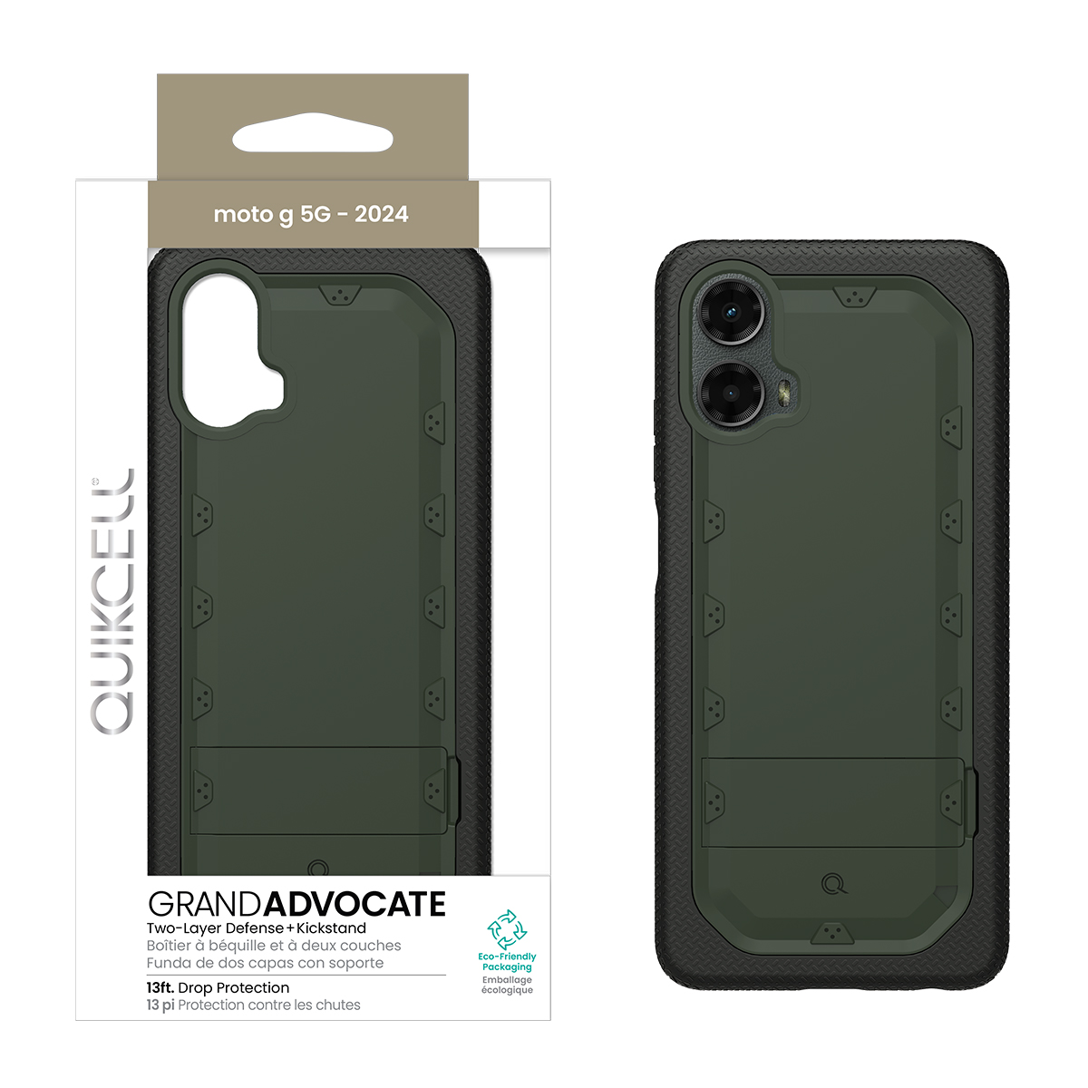 Picture of Quikcell moto g 5G (2024) Grand ADVOCATE Dual-Layer Kickstand Case – Army Green