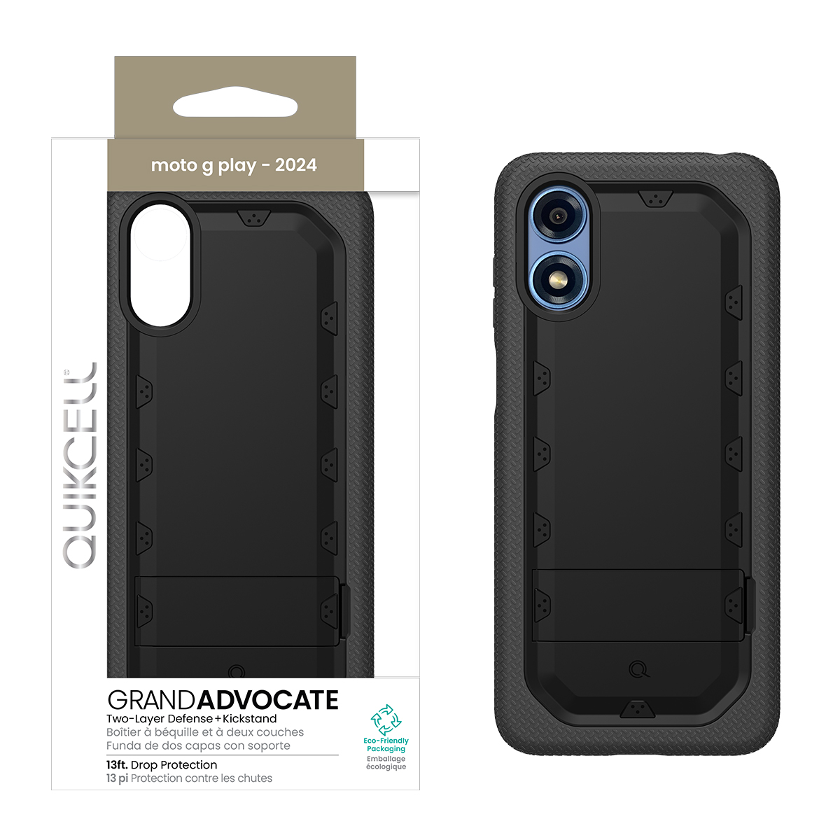 Picture of Quikcell moto g play - 2024 Grand ADVOCATE Dual-Layer Kickstand Case – Armor Black