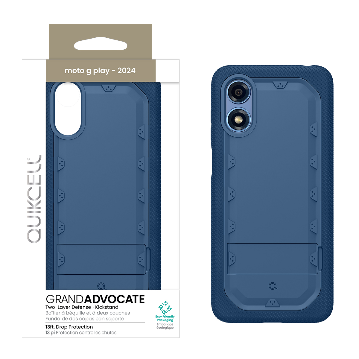 Picture of Quikcell moto g play - 2024 Grand ADVOCATE Dual-Layer Kickstand Case – Caspian Blue