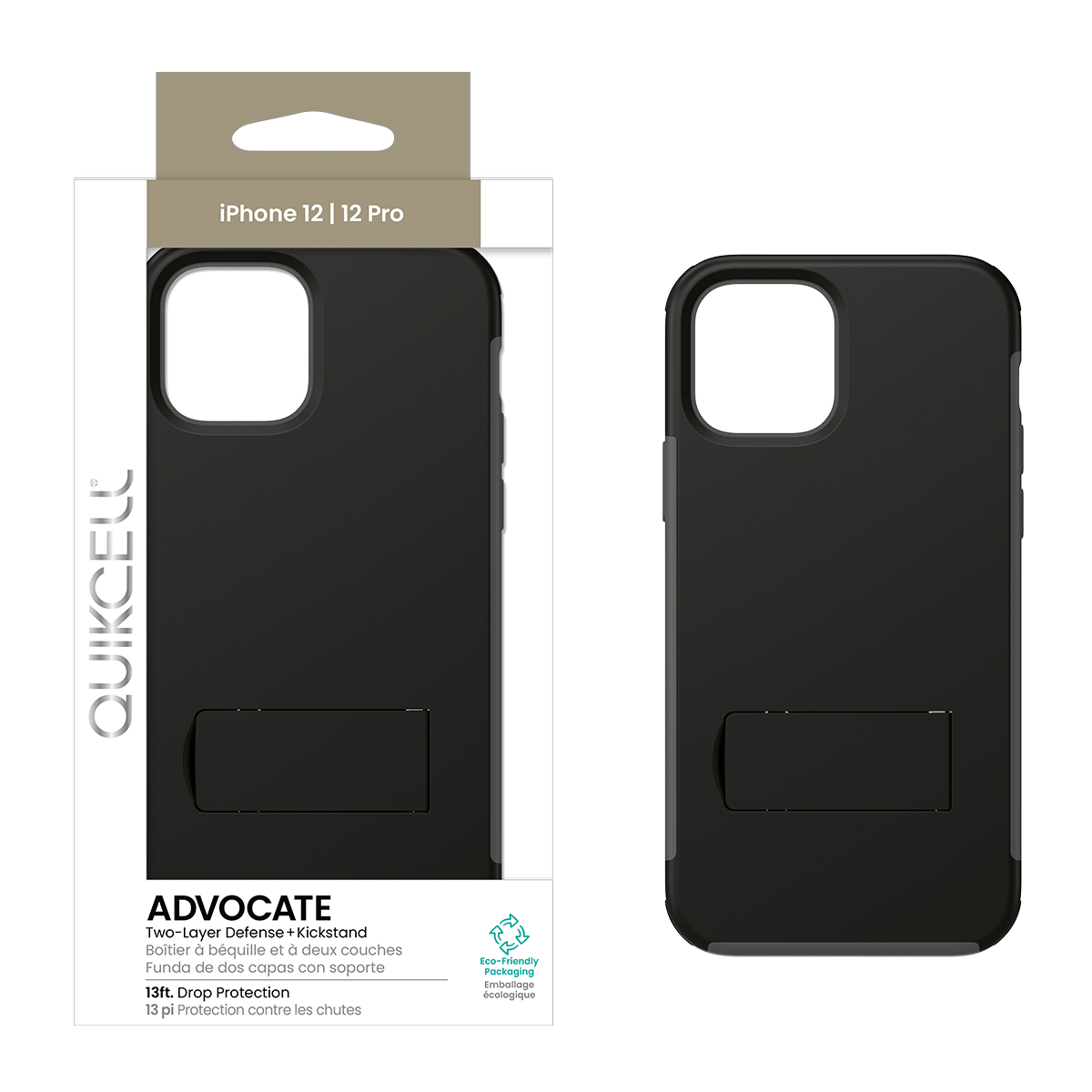 Picture of Quikcell Apple iPhone 12/12 Pro ADVOCATE Dual-Layer Kickstand Case – Armor Black