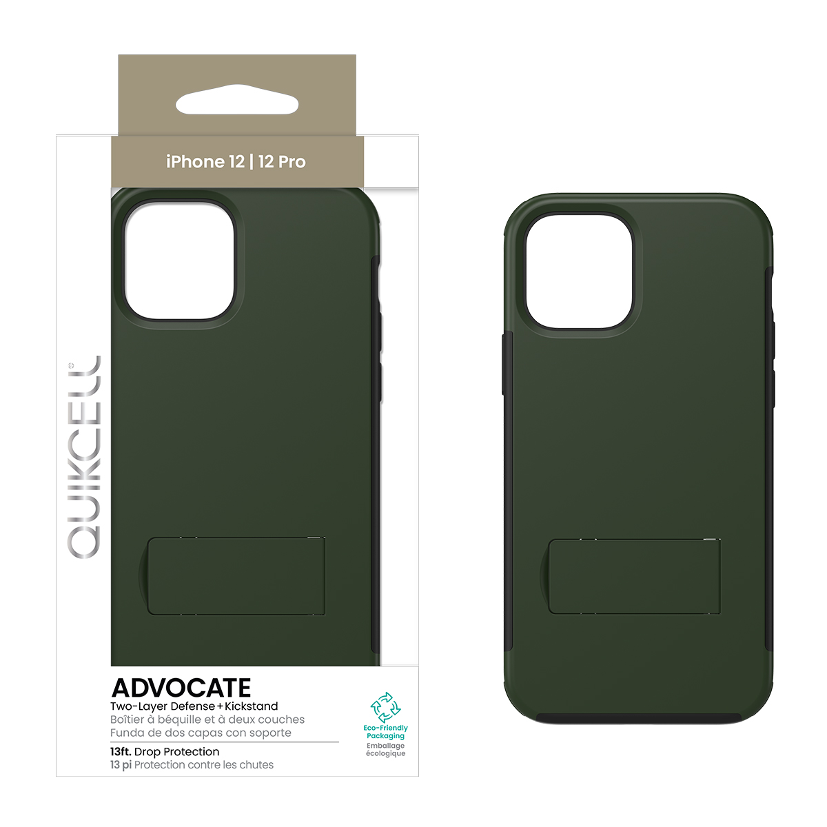 Picture of Quikcell Apple iPhone 12/12 Pro ADVOCATE Dual-Layer Kickstand Case – Army Green