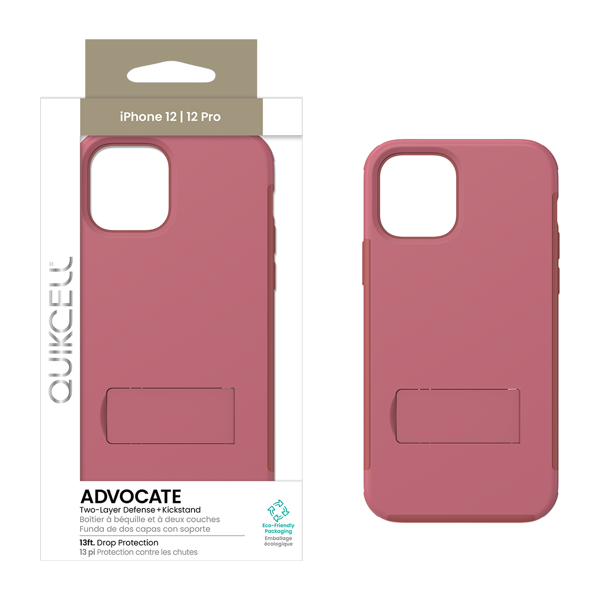 Picture of Quikcell Apple iPhone 12/12 Pro ADVOCATE Dual-Layer Kickstand Case – Desert Pink