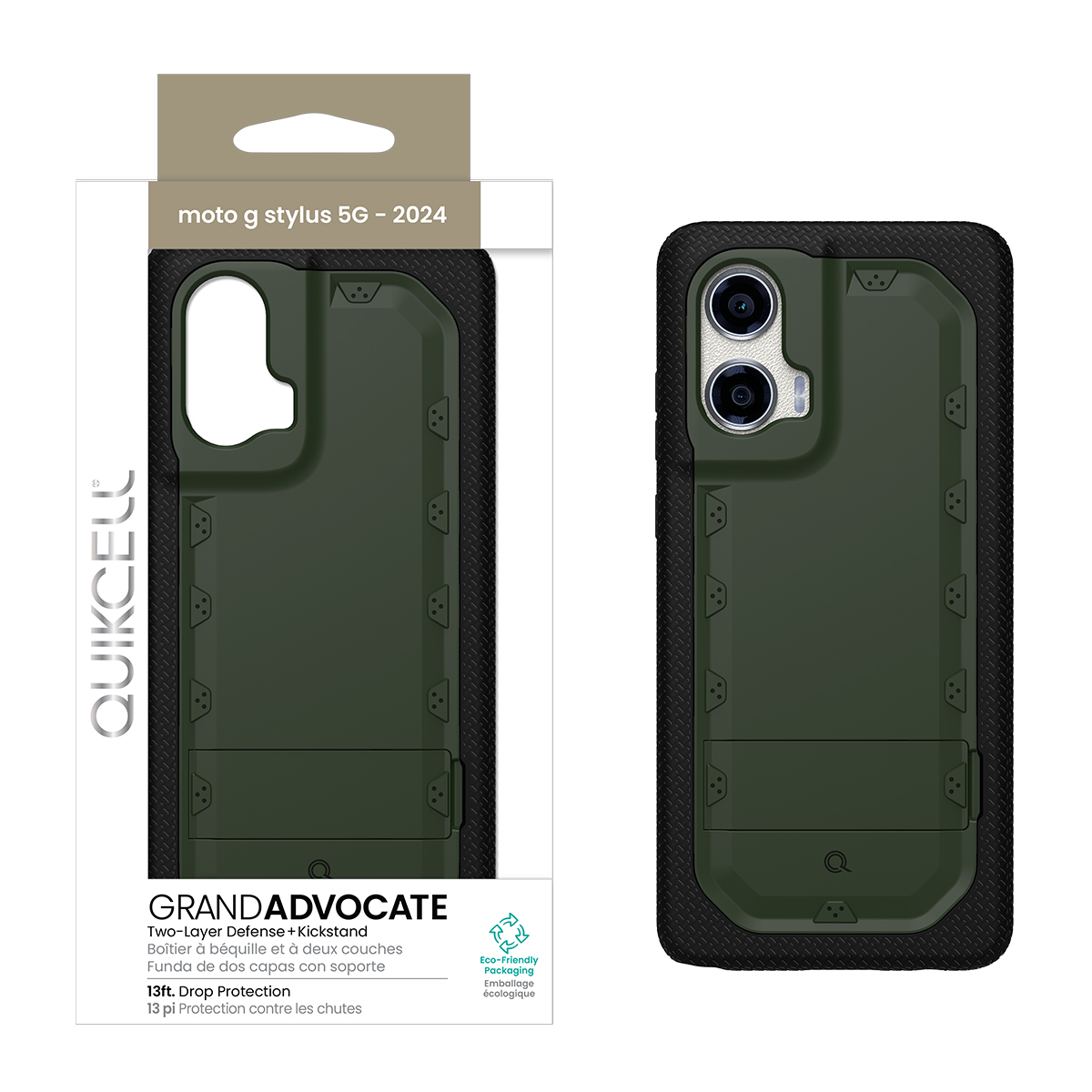 Picture of Quikcell Moto G Stylus 5G-2024 Grand ADVOCATE Dual-Layer Kickstand Case – Army Green