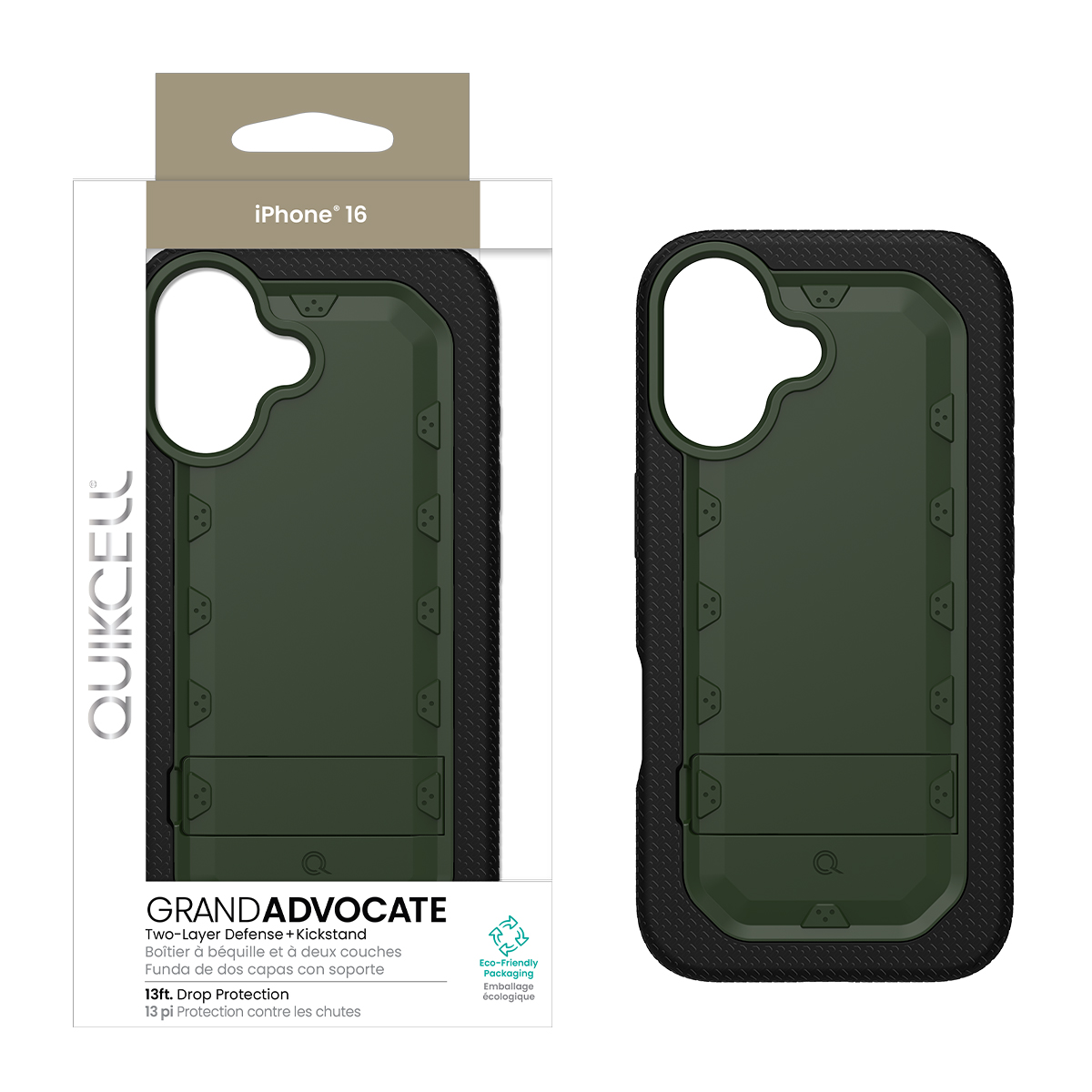 Picture of Quikcell Apple iPhone 16 Grand ADVOCATE Dual-Layer Kickstand Case – Army Green