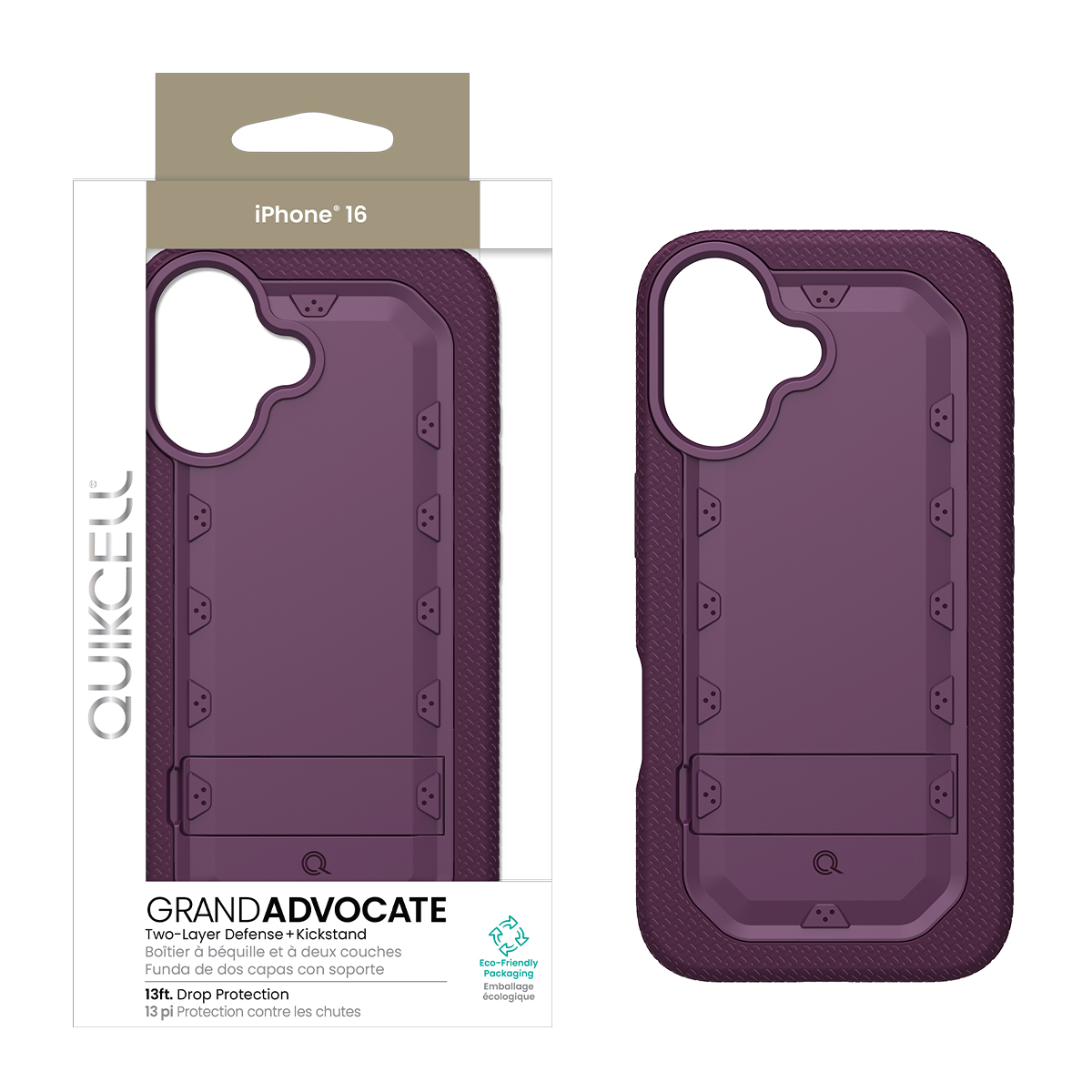 Picture of Quikcell Apple iPhone 16 Grand ADVOCATE Dual-Layer Kickstand Case – Royal Purple