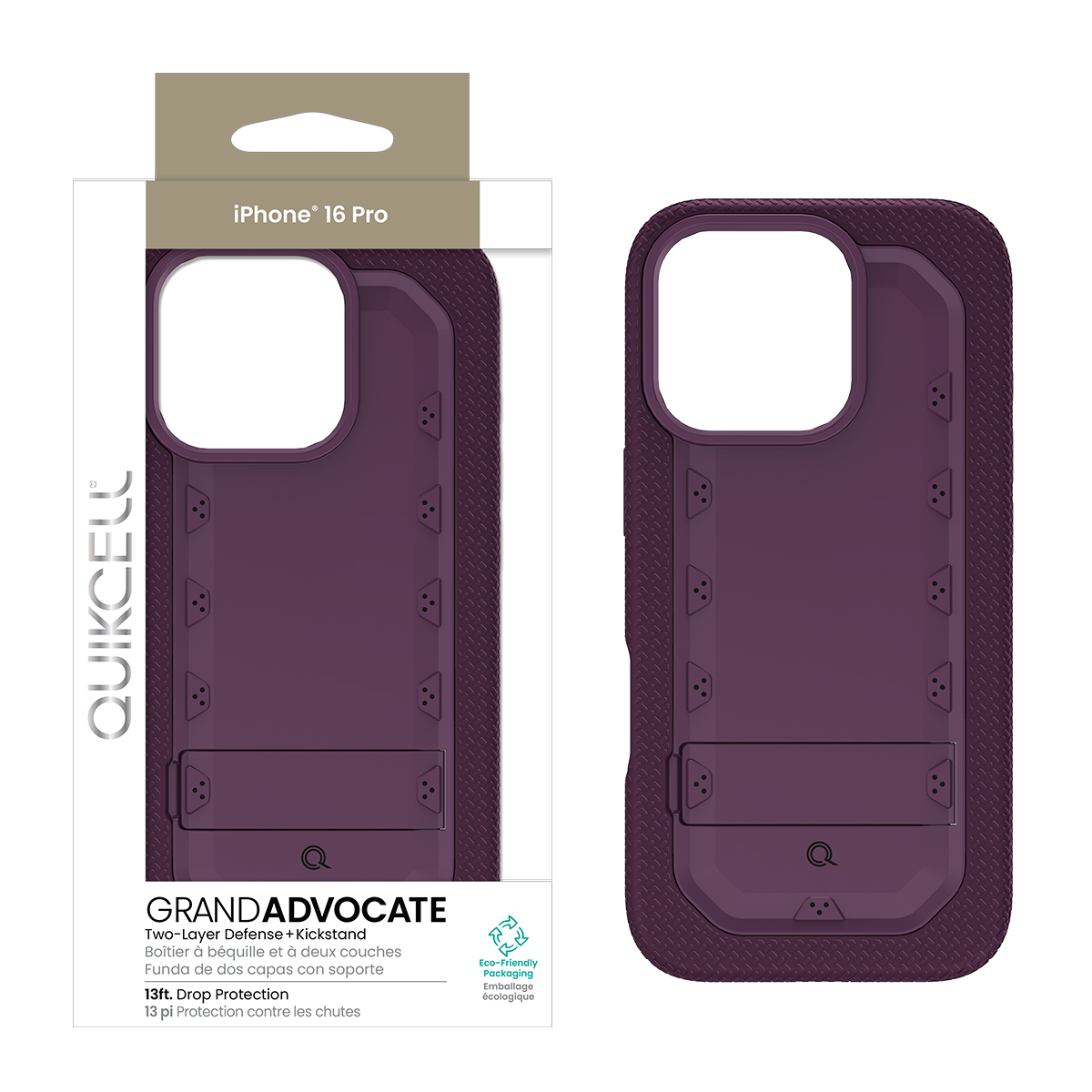 Picture of Quikcell Apple iPhone 16 Pro Grand ADVOCATE Dual-Layer Kickstand Case – Royal Purple