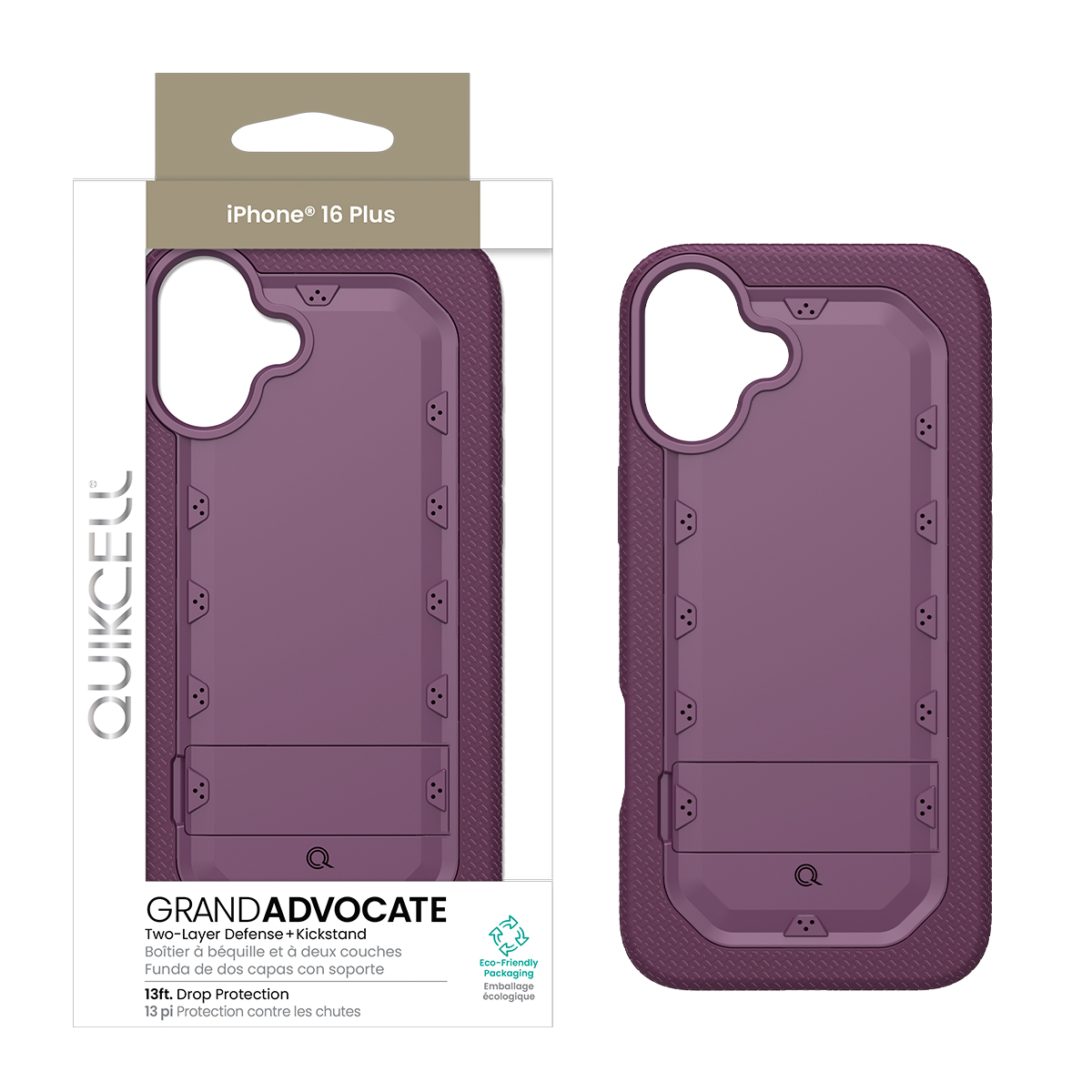 Picture of Quikcell Apple iPhone 16 Plus Grand ADVOCATE Dual-Layer Kickstand Case – Royal Purple