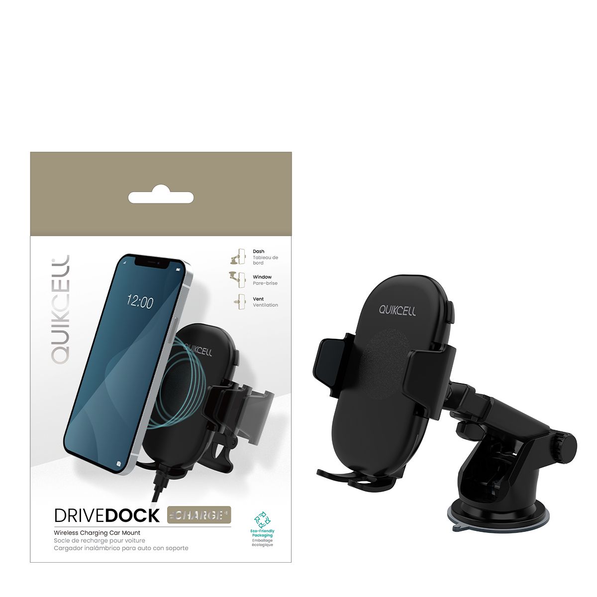 Picture of Quikcell Drive Dock Charge Wireless Charging 3-in-1 Car Mount