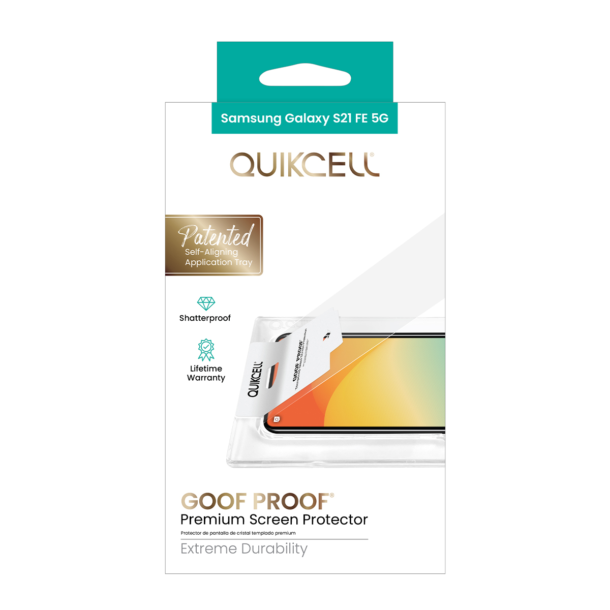 Picture of Quikcell  Samsung Galaxy S21 FE/FE 5G GOOF PROOF Glass Screen Protector + Applicator