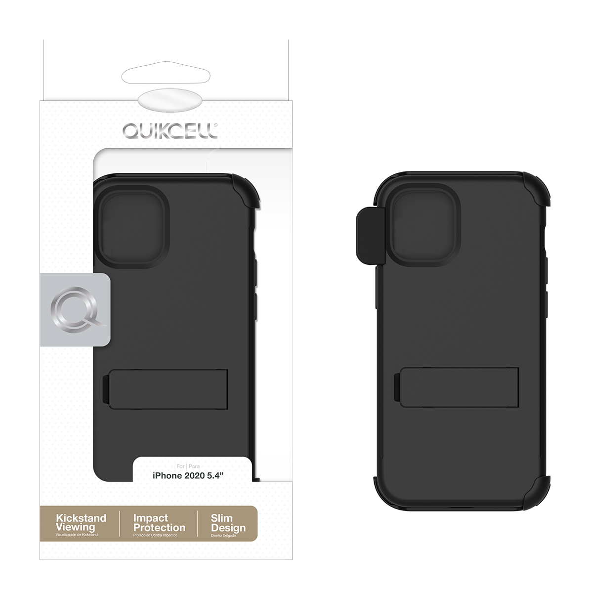 Picture of Quikcell Apple iPhone 12 Mini ADVOCATE + HOLSTER Dual-layer Kickstand Case -  Ebony Black