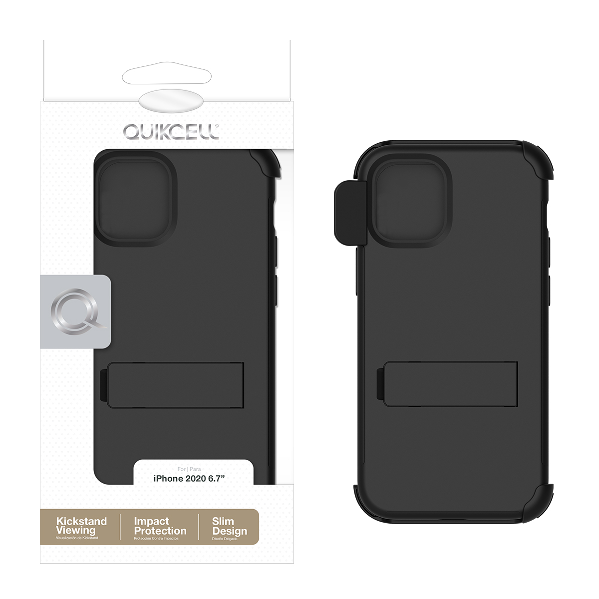 Picture of Quikcell Apple iPhone 12 Pro Max ADVOCATE + HOLSTER Kickstand Case -  Ebony Black