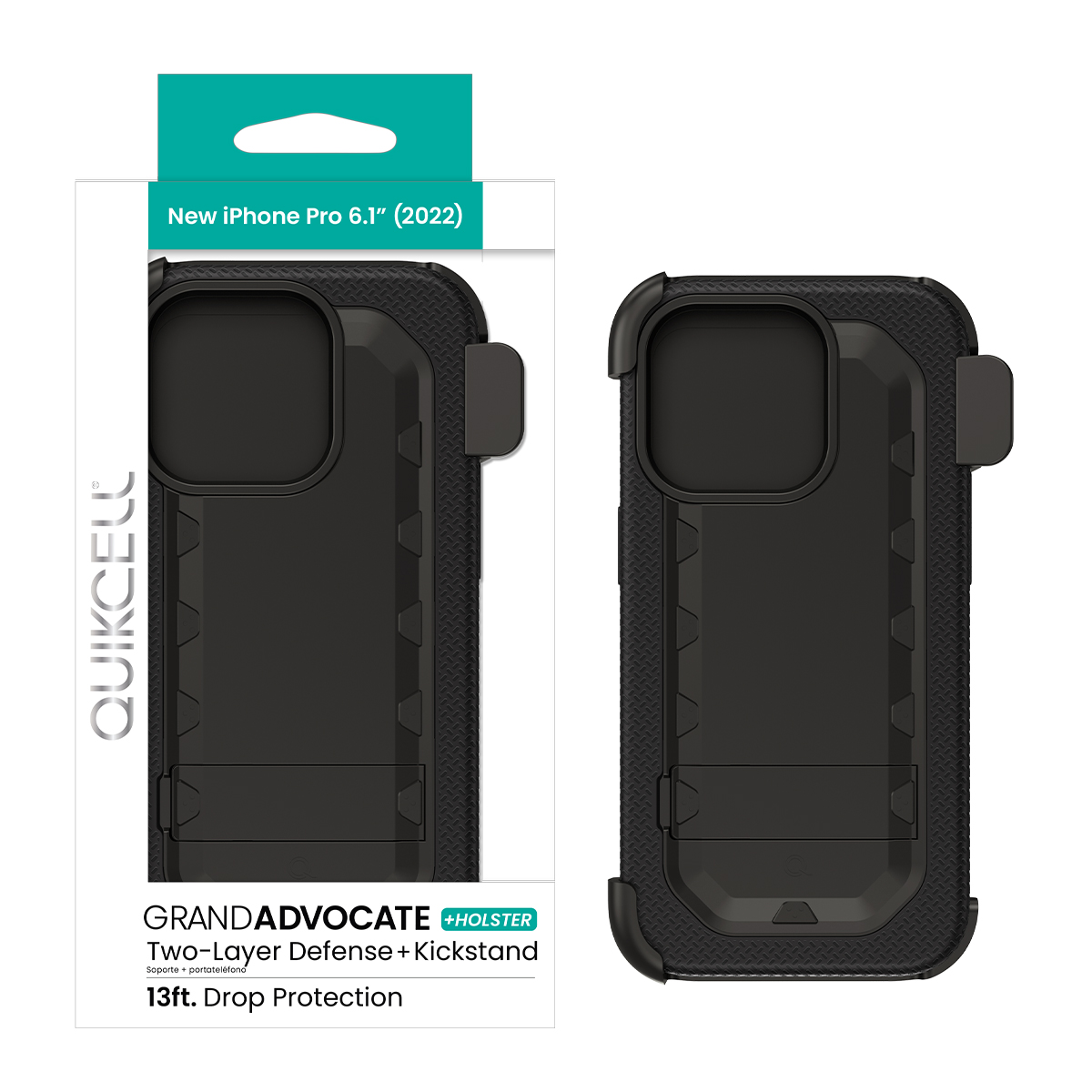 Picture of Quikcell Apple iPhone 14 Pro GRAND ADVOCATE + HOLSTER Dual-Layer Kickstand Case - Steel Black