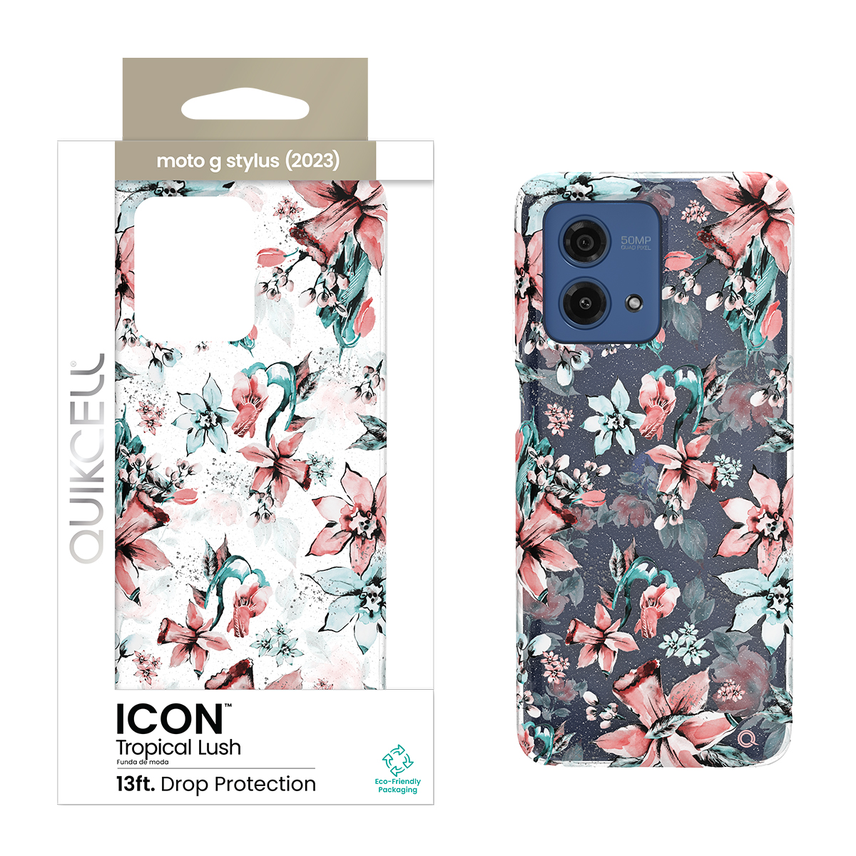 Picture of Quikcell moto g stylus (2023) ICON Fashion Case- Tropical Lush