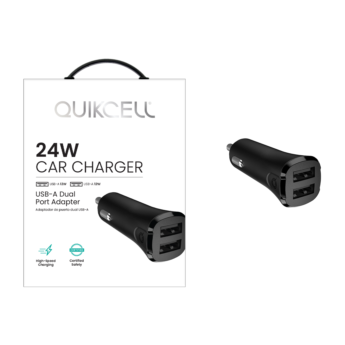 Picture of Quikcell 24W DUAL PORT CAR CHARGER - Black