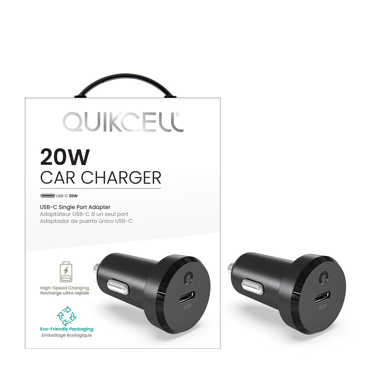 Picture of Quikcell 20W SINGLE PORT TYPE C CAR CHARGER - Black 
