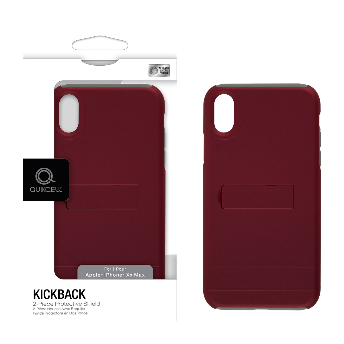 Picture of Quikcell Apple iPhone Xs Max KICKBACK Dual-layer Kickstand Case – Red/Gray