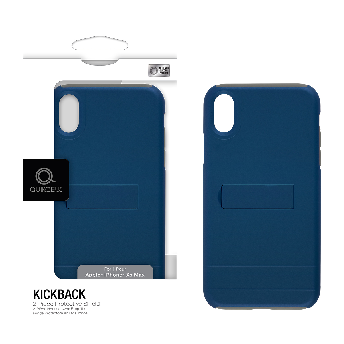 Picture of QuikCell KICKBACK Apple iPhone XS Max KICKBACK Dual-layer Kickstand Case - Blue PC/Cool Gray