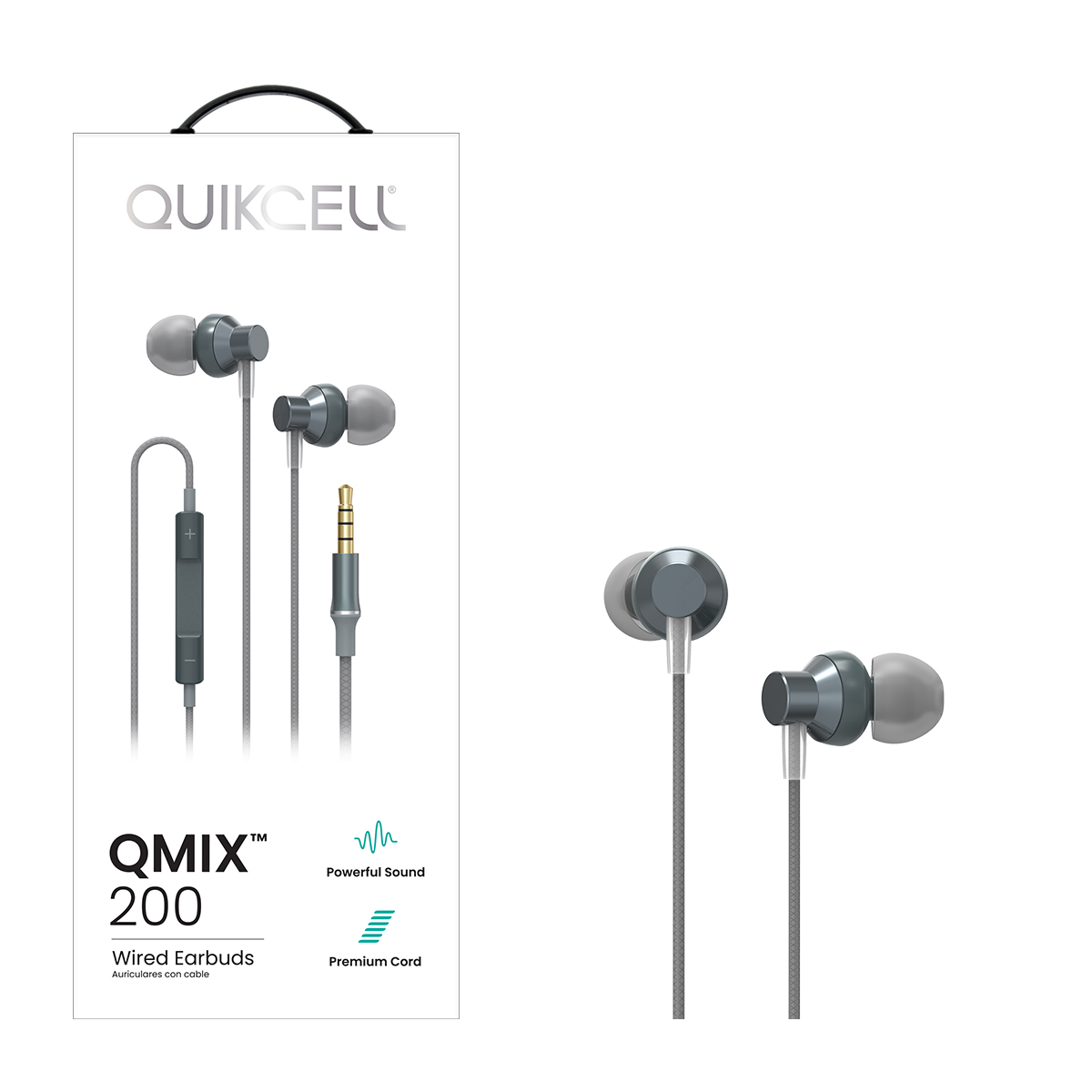 Picture of Quikcell QMIX 200 Comfort Fit Stereo Earbuds with Mic - Gray