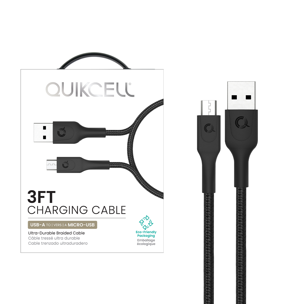 Picture of Quikcell CHARGE & SYNC CABLE MicroUSB to USB-A - 3 ft - Black