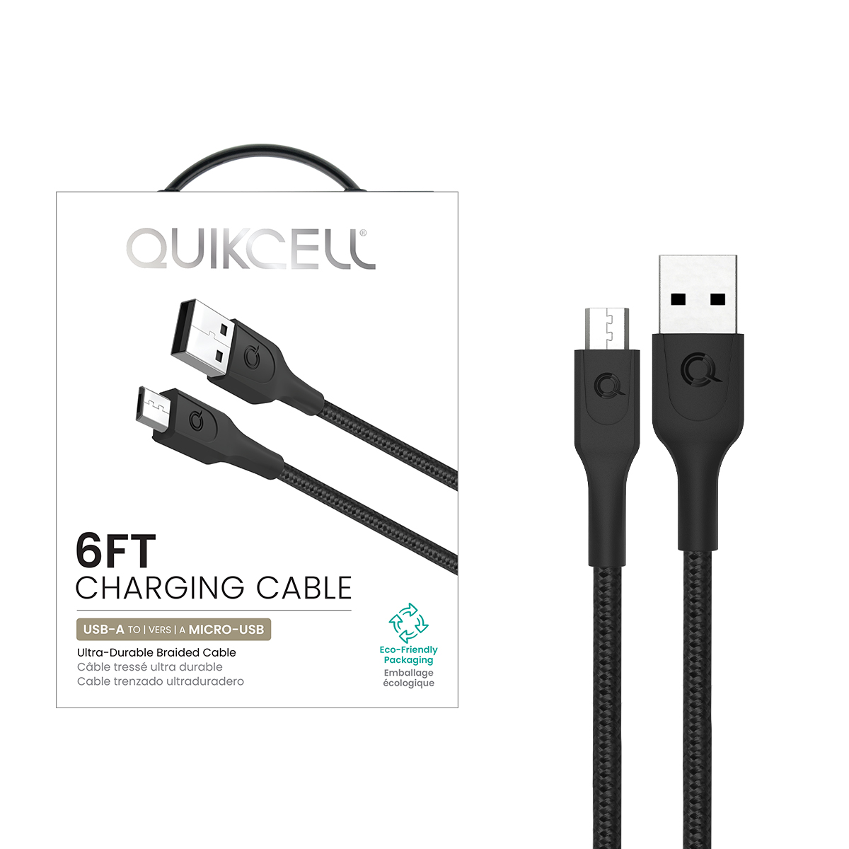 Picture of Quikcell CHARGE & SYNC CABLE MicroUSB to USB-A - 6 ft - Black