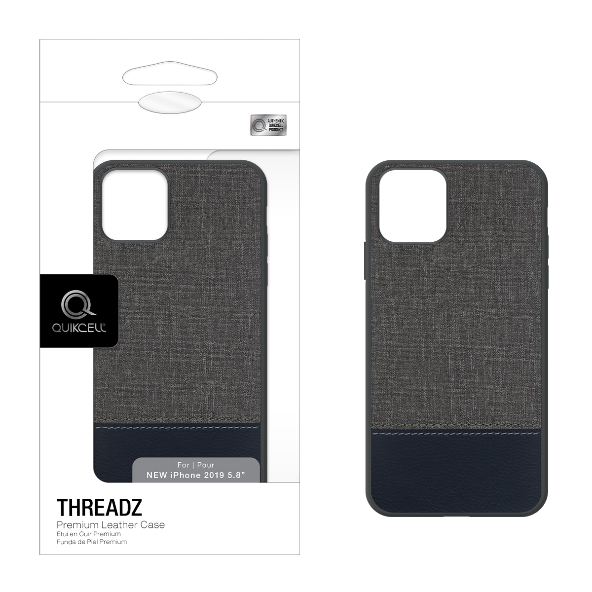 Picture of Quikcell Apple iPhone 11 Pro THREADZ Premium Leather Case - Gray/Navy Dip