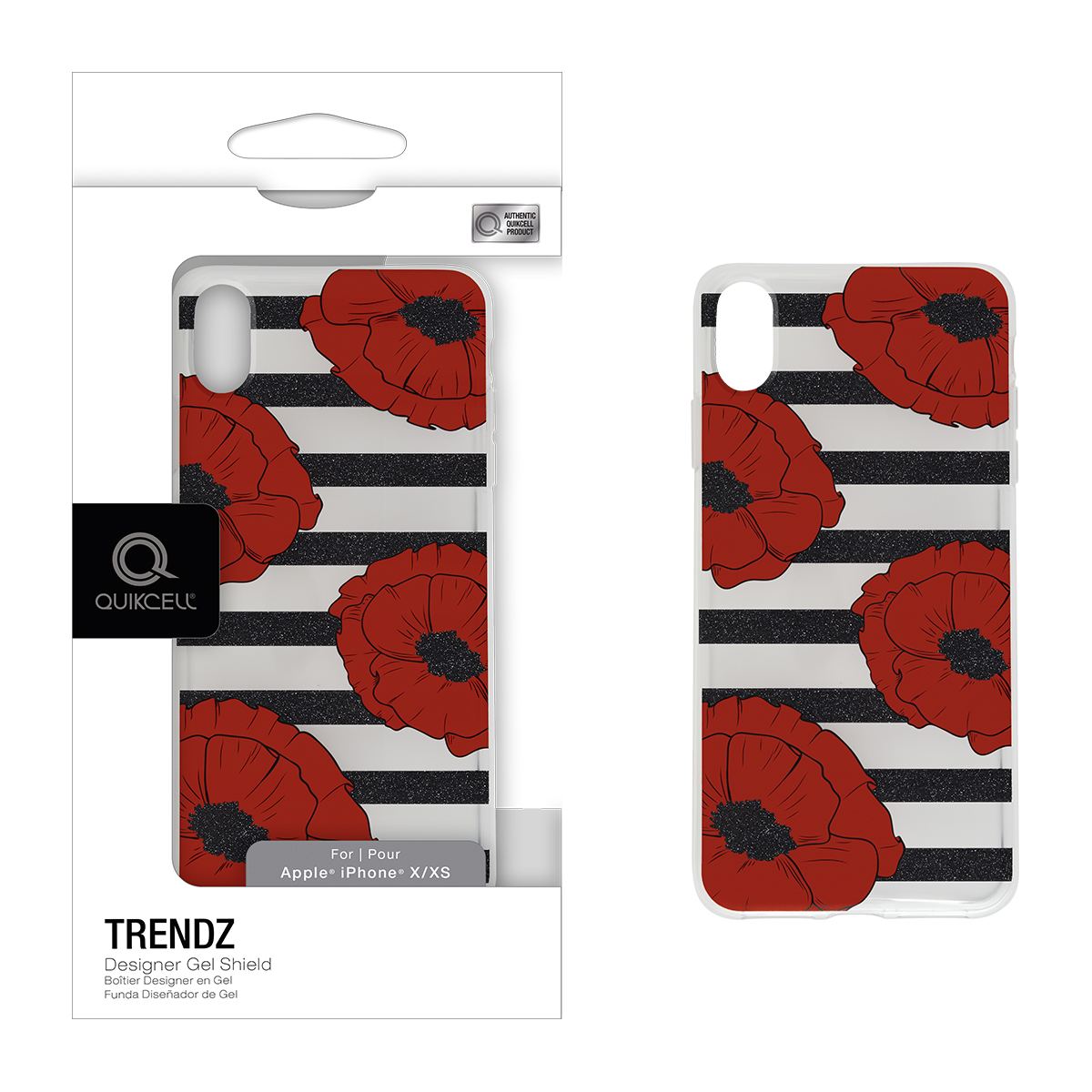 Picture of Quikcell Apple iPhone X/XS TRENDZ Designer Gel Shield - Poppy Glitz