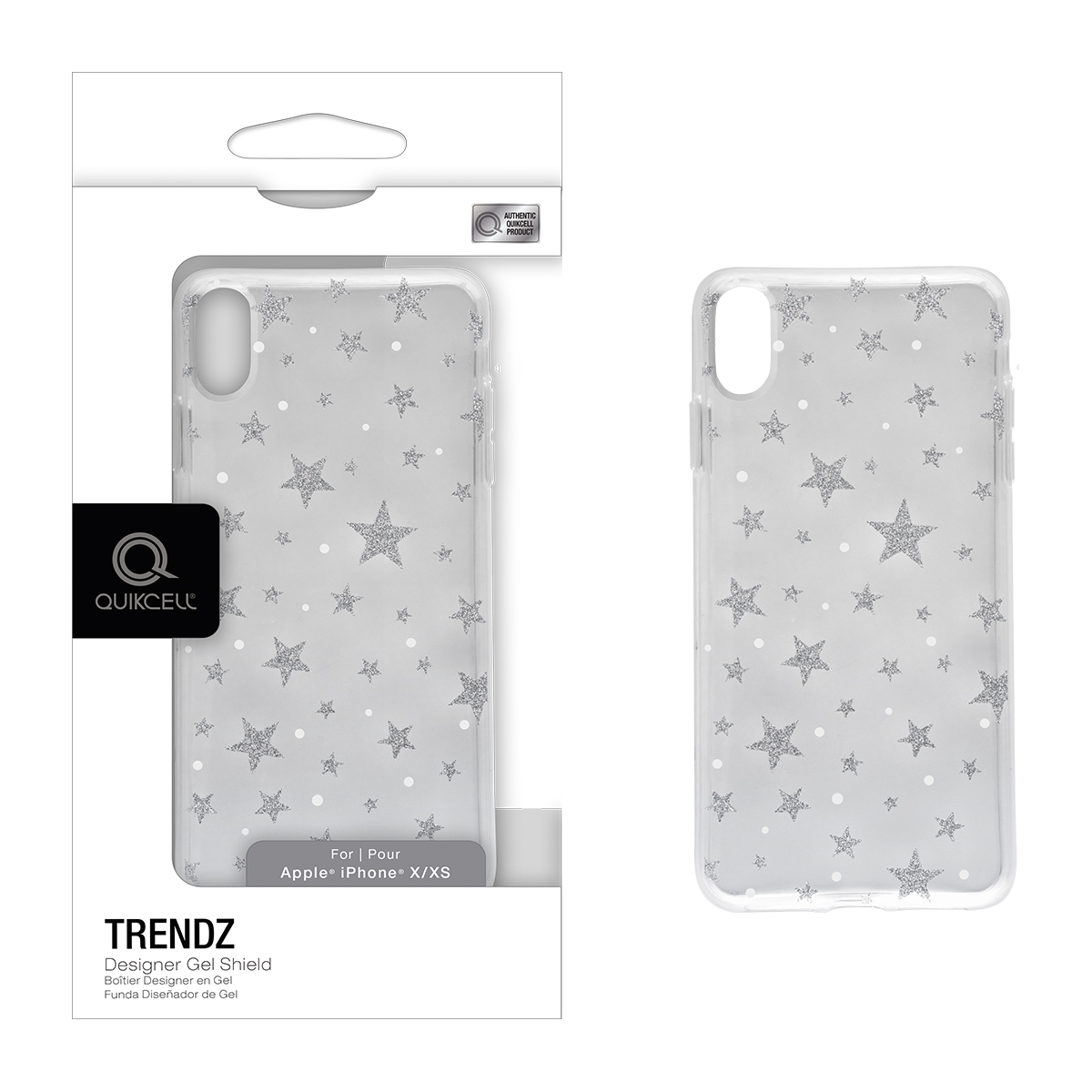 Picture of QuikCell TRENDZ Apple iPhone X/XS Metallic Silver/White Print/Clear Gel Case Twinkle Twinkle