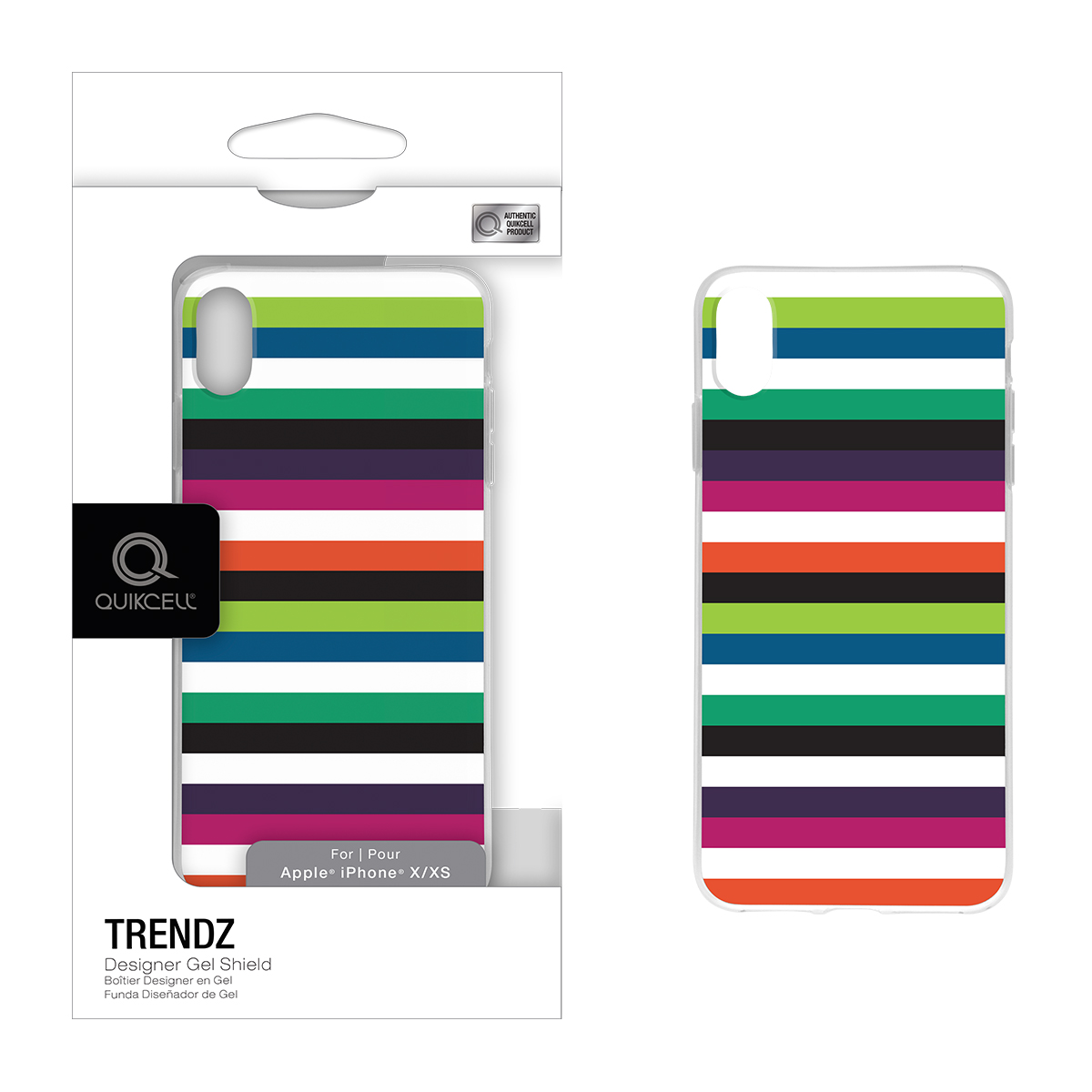 Picture of QuikCell TRENDZ Apple iPhone X/XS Multicolor Print Stripes Gel Case Rainbow Stripes