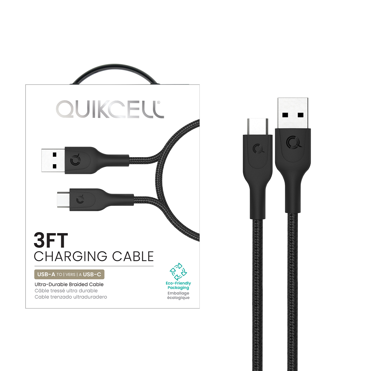 Picture of Quikcell CHARGE & SYNC CABLE USB-A to USB-C - 3 ft - Black