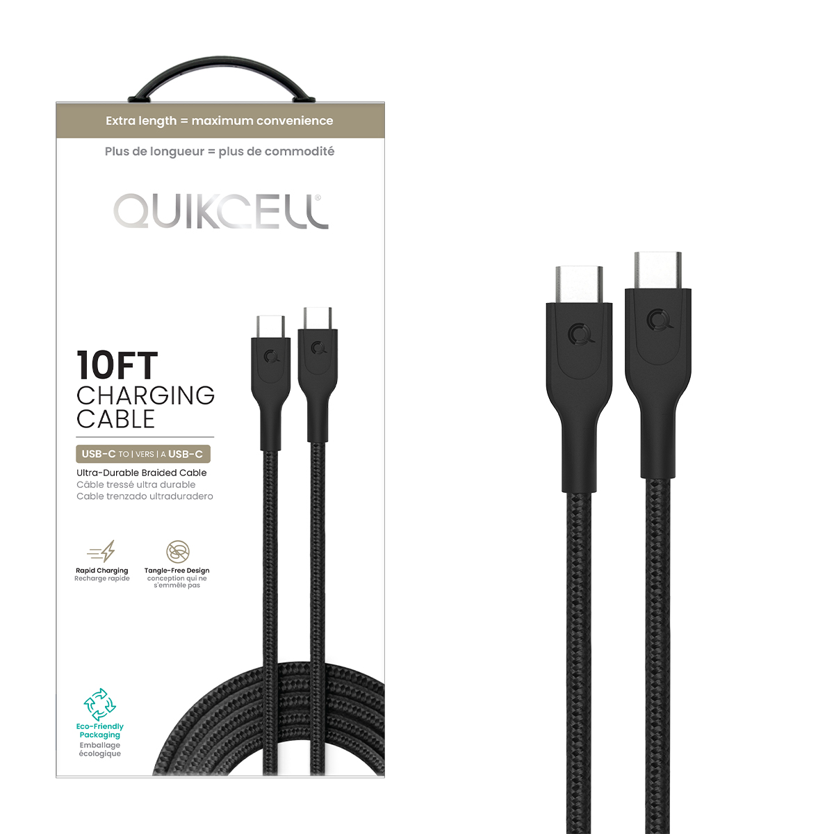 Picture of Quikcell CHARGE & SYNC CABLE USB-C to USB-C - 10 ft - Black