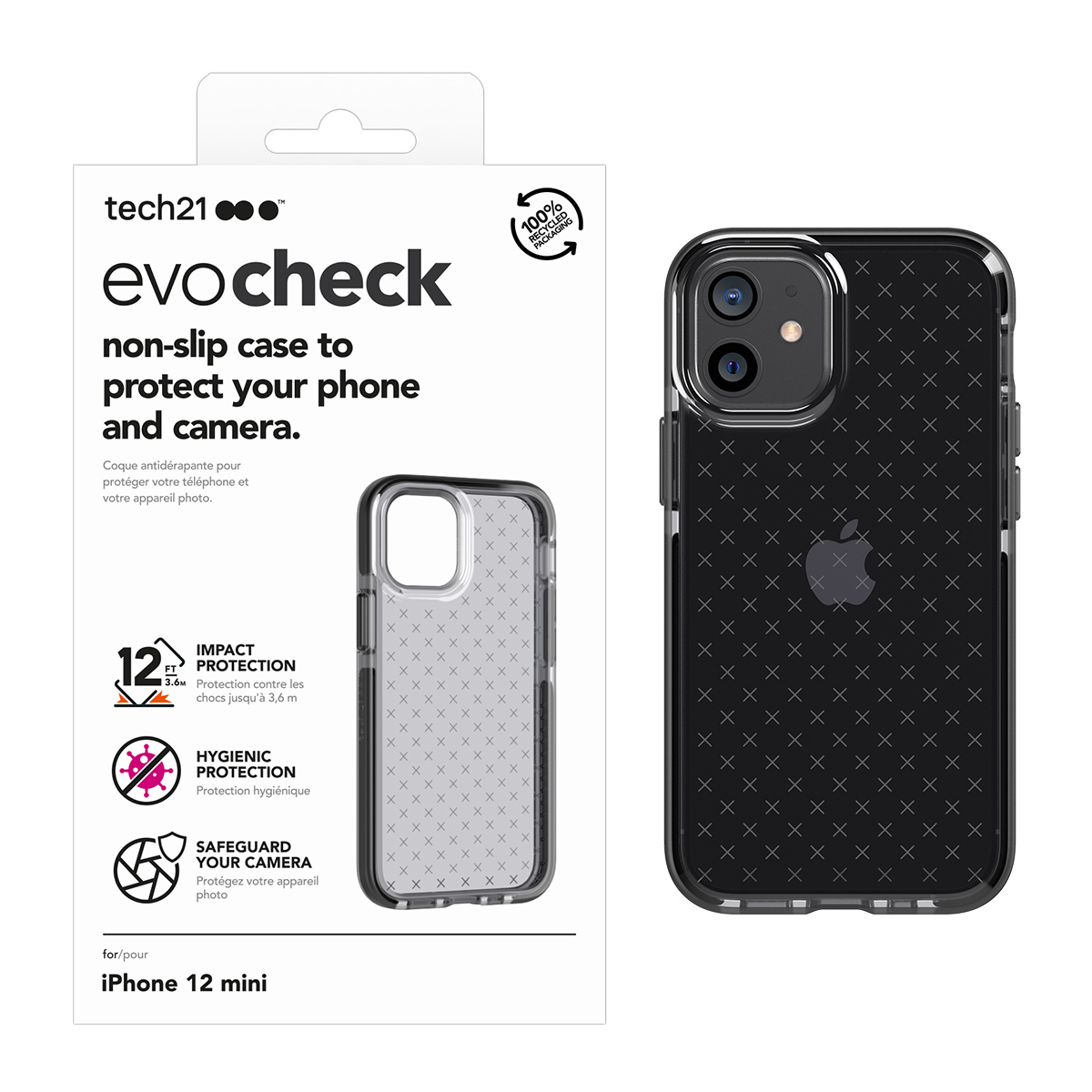 Picture of Tech21 Apple iPhone 12 mini Evo Check Slim Protective Case - Smokey Black