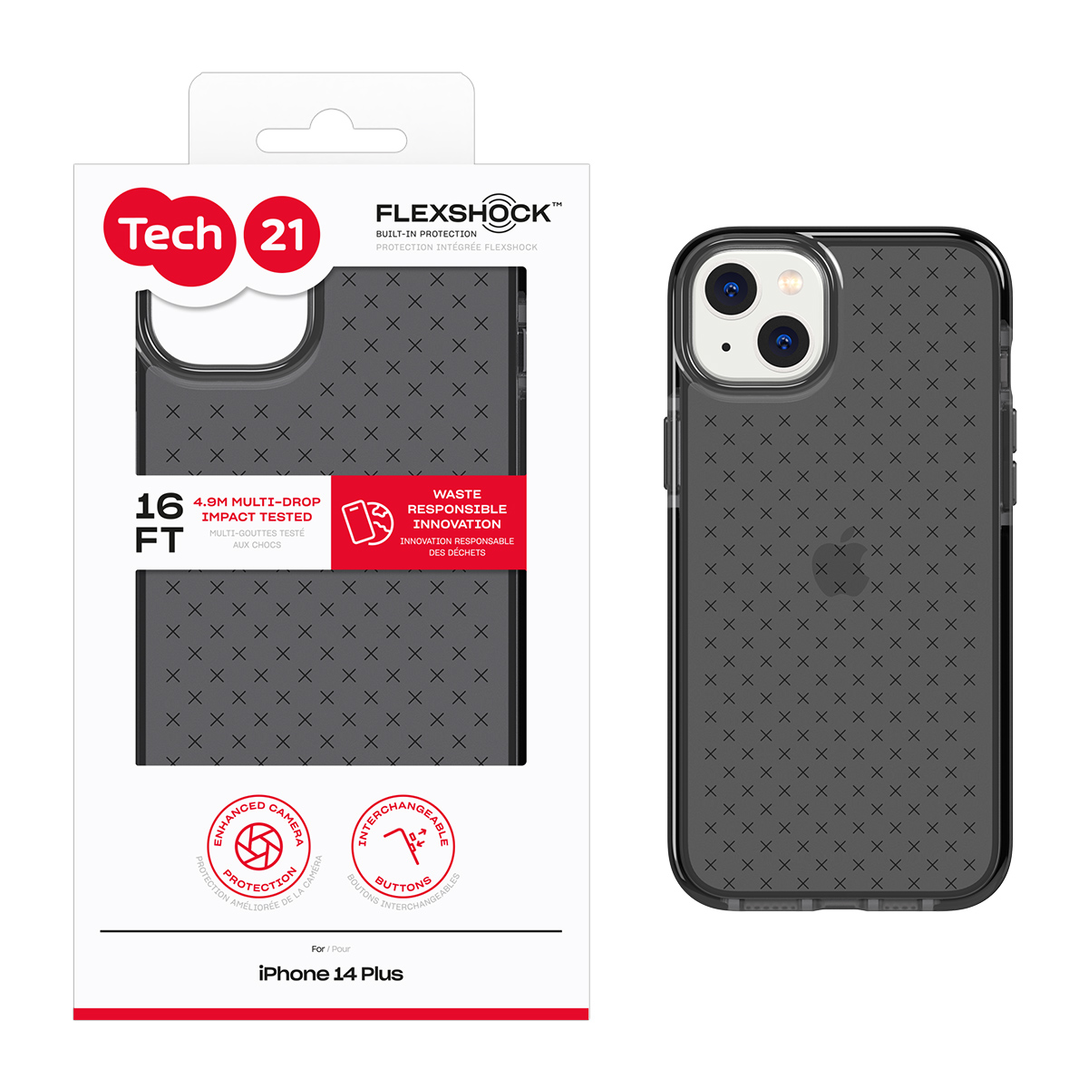 Picture of Tech21 EvoCheck for iPhone 14 Plus - Smokey/Black