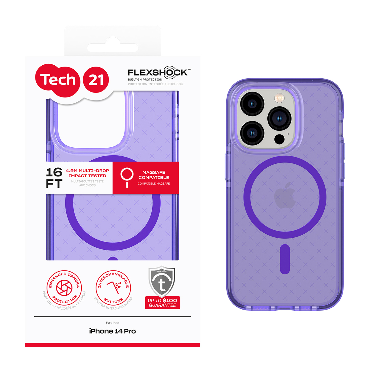 Picture of Tech21 EvoCheck w/MagSafe for iPhone 14 Pro - Wondrous Purple