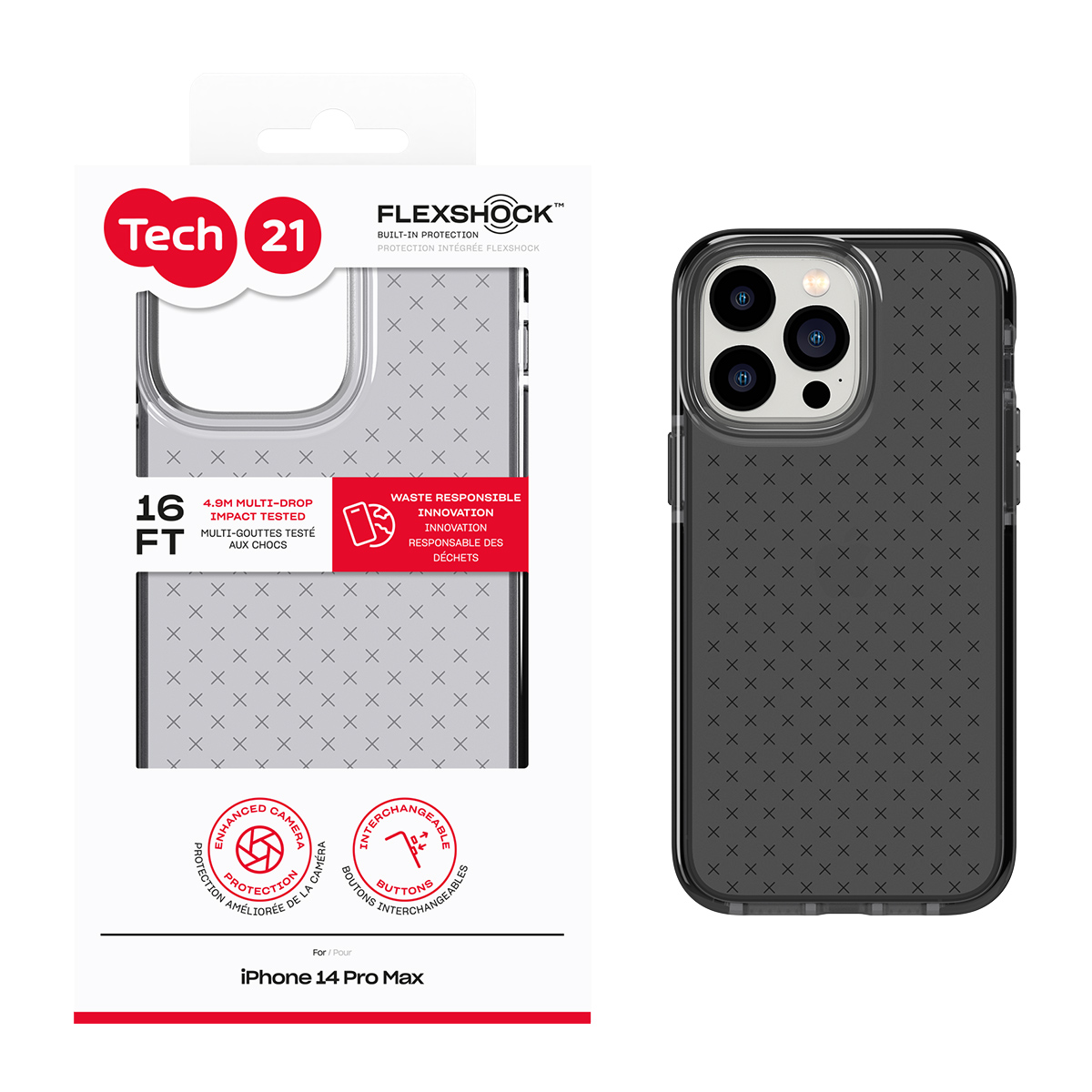 Picture of Tech21 EvoCheck for iPhone 14 Pro Max - Smokey/Black