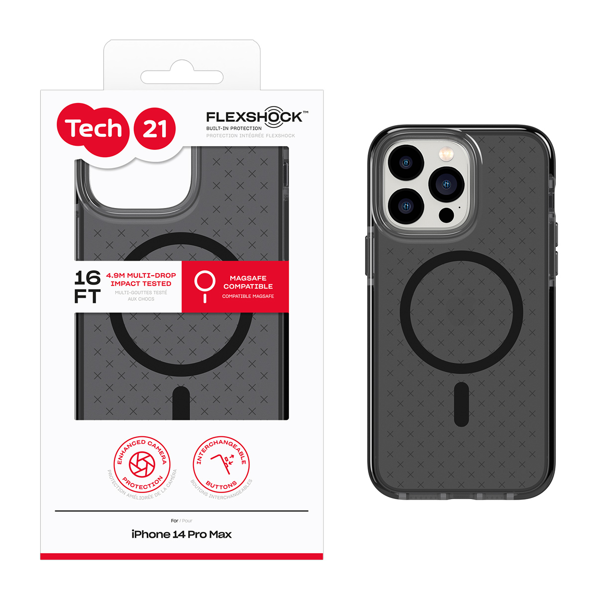 Picture of Tech21 EvoCheck w/MagSafe for iPhone 14 Pro Max - Smokey/Black