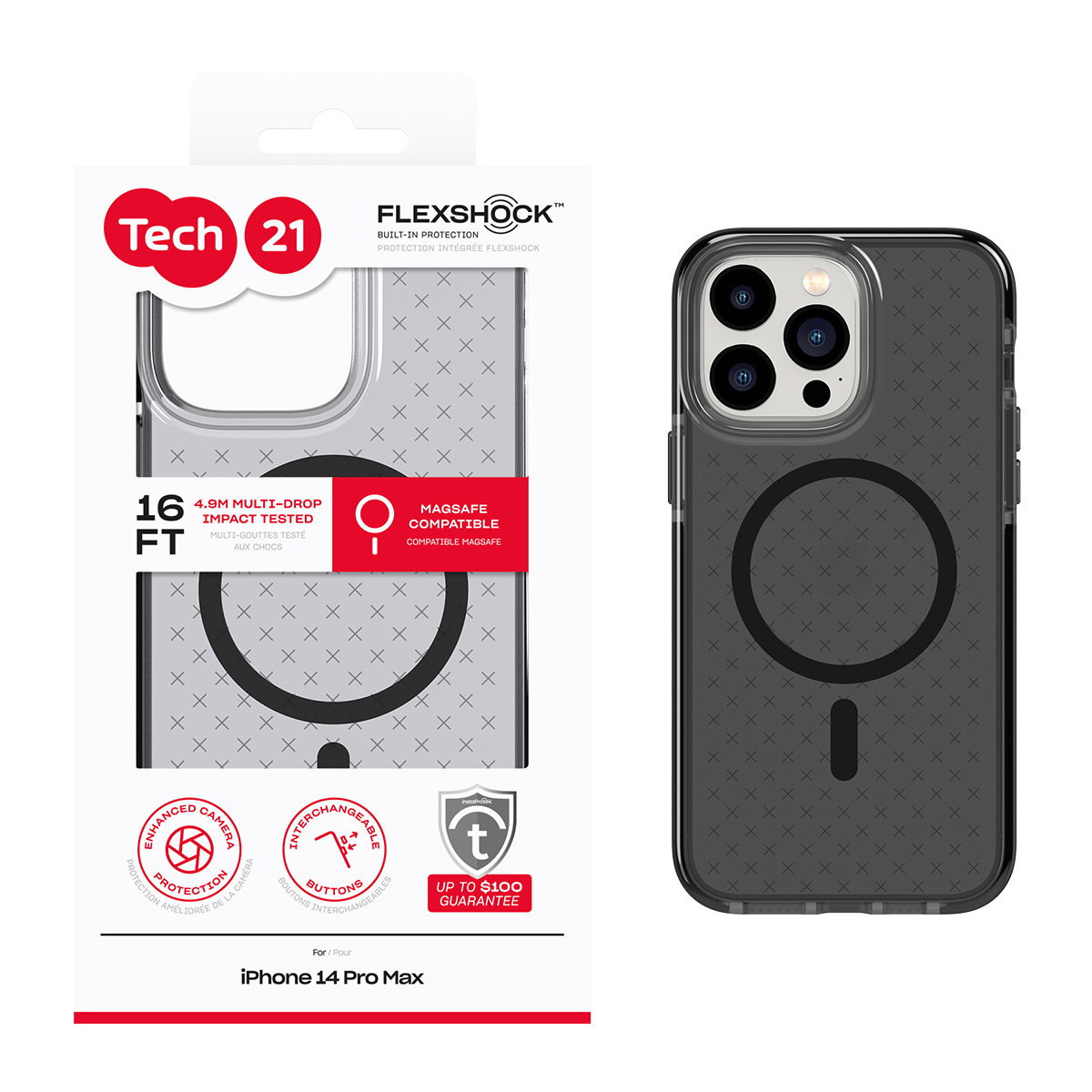 Picture of Tech21 EvoCheck w/MagSafe for iPhone 14 Pro Max - Smokey/Black