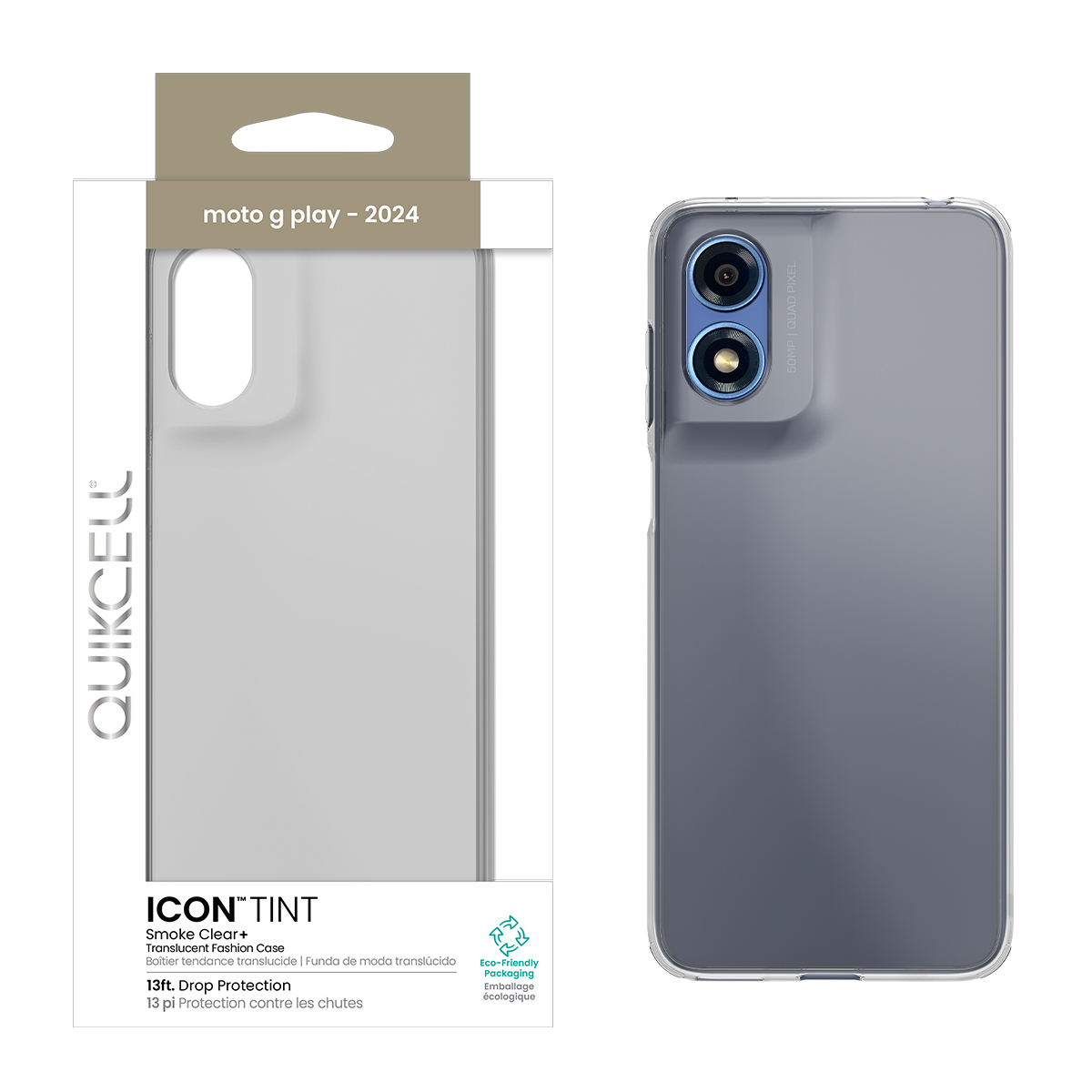 Picture of Quikcell moto g play - 2024 ICON TINT Transparent Protective Case - Smoke