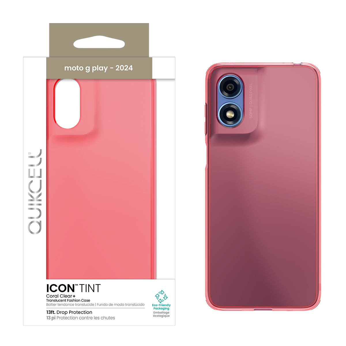 Picture of Quikcell moto g play - 2024 ICON TINT Transparent Protective Case - Coral