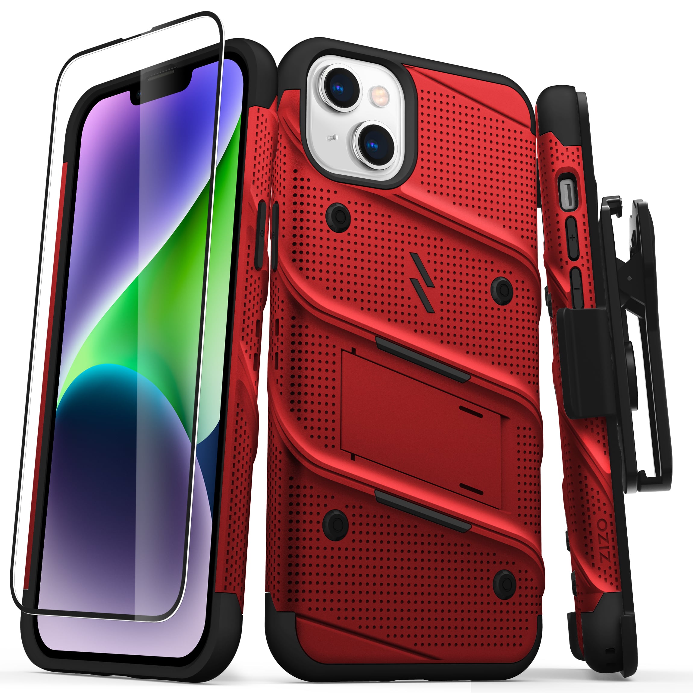 Picture of ZIZO BOLT Bundle iPhone 14 Plus Case with Tempered Glass - Red