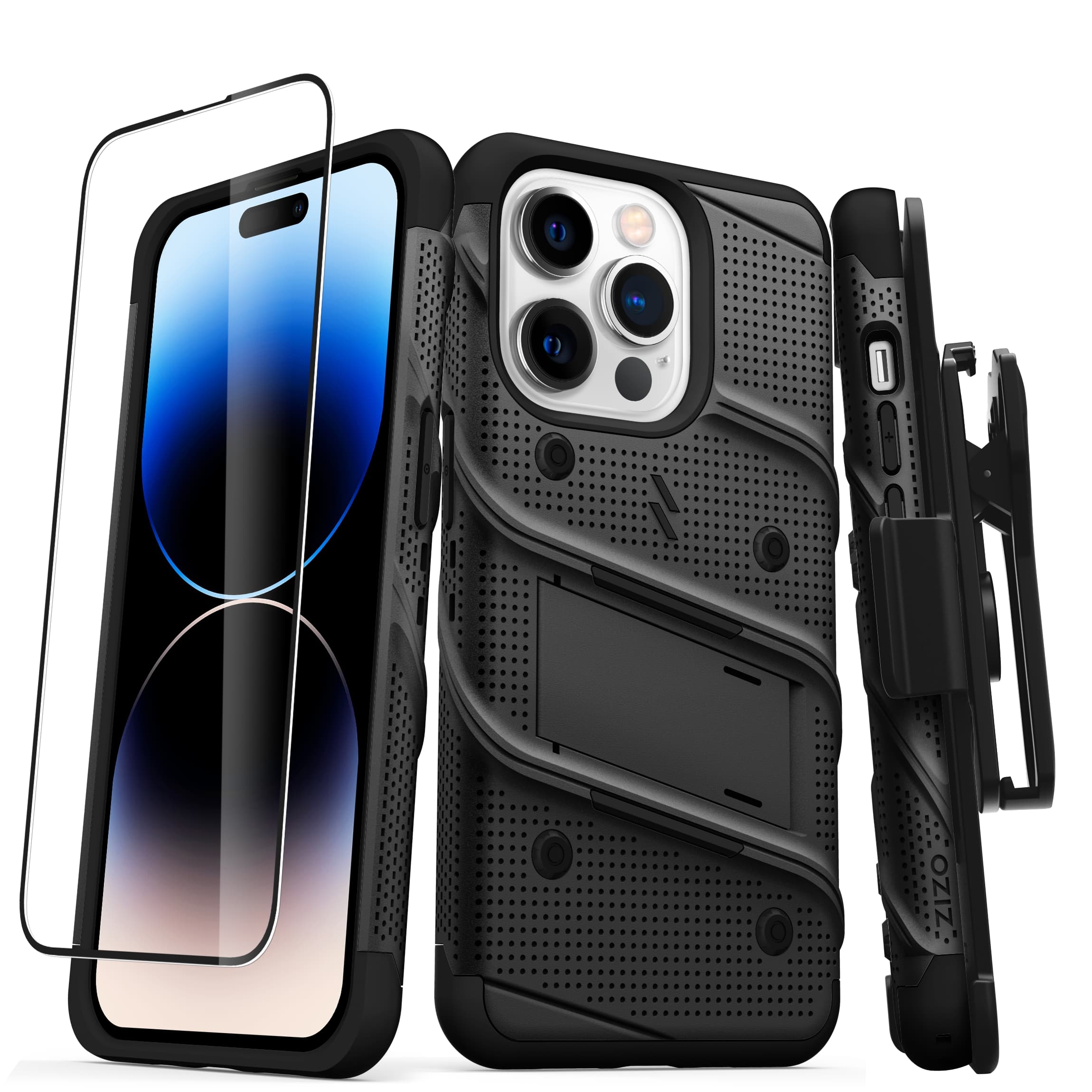 Picture of ZIZO BOLT Bundle iPhone 14 Pro (6.1) Case with Tempered Glass - Black