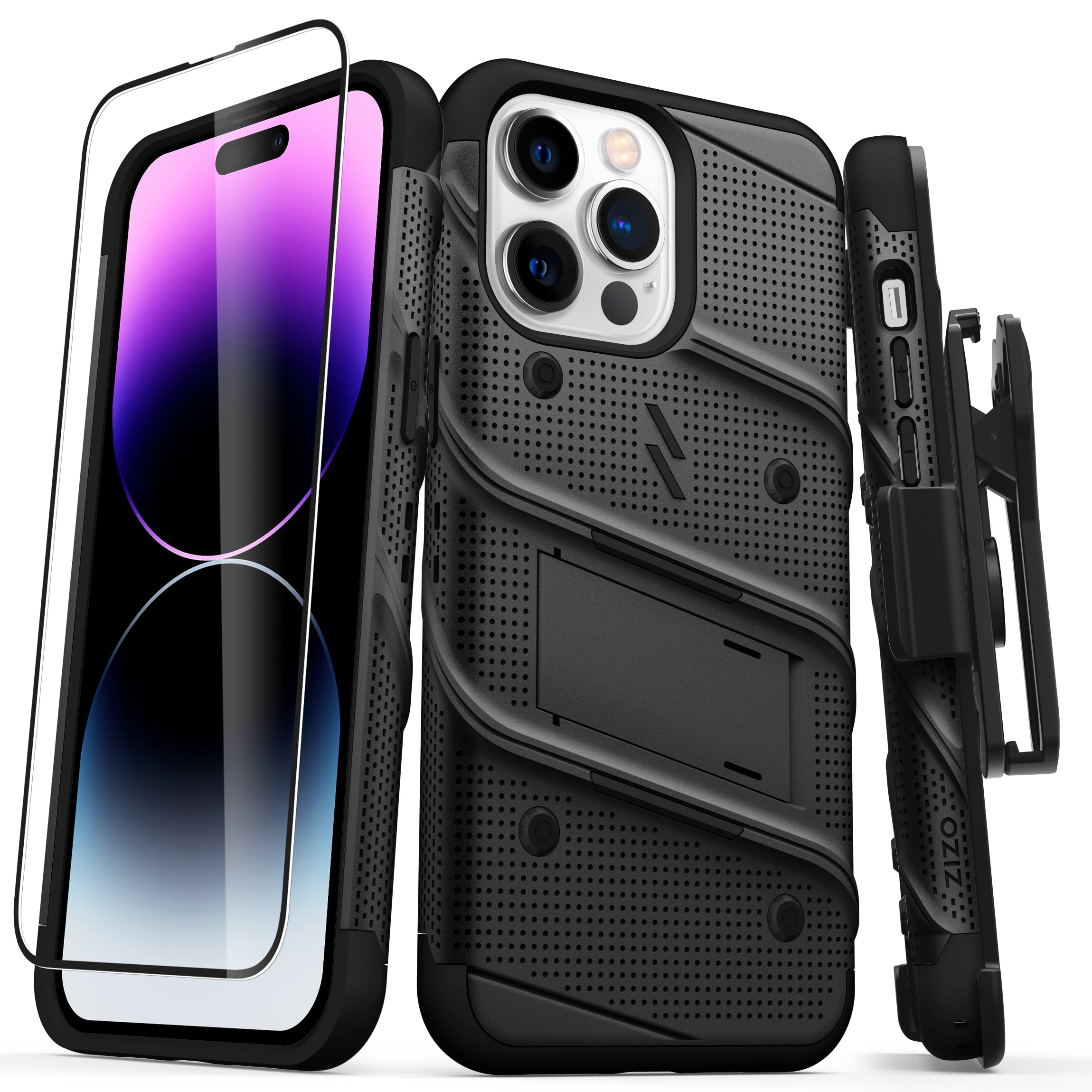 Picture of ZIZO BOLT Bundle iPhone 14 Pro Max (6.7) Case with Tempered Glass - Black