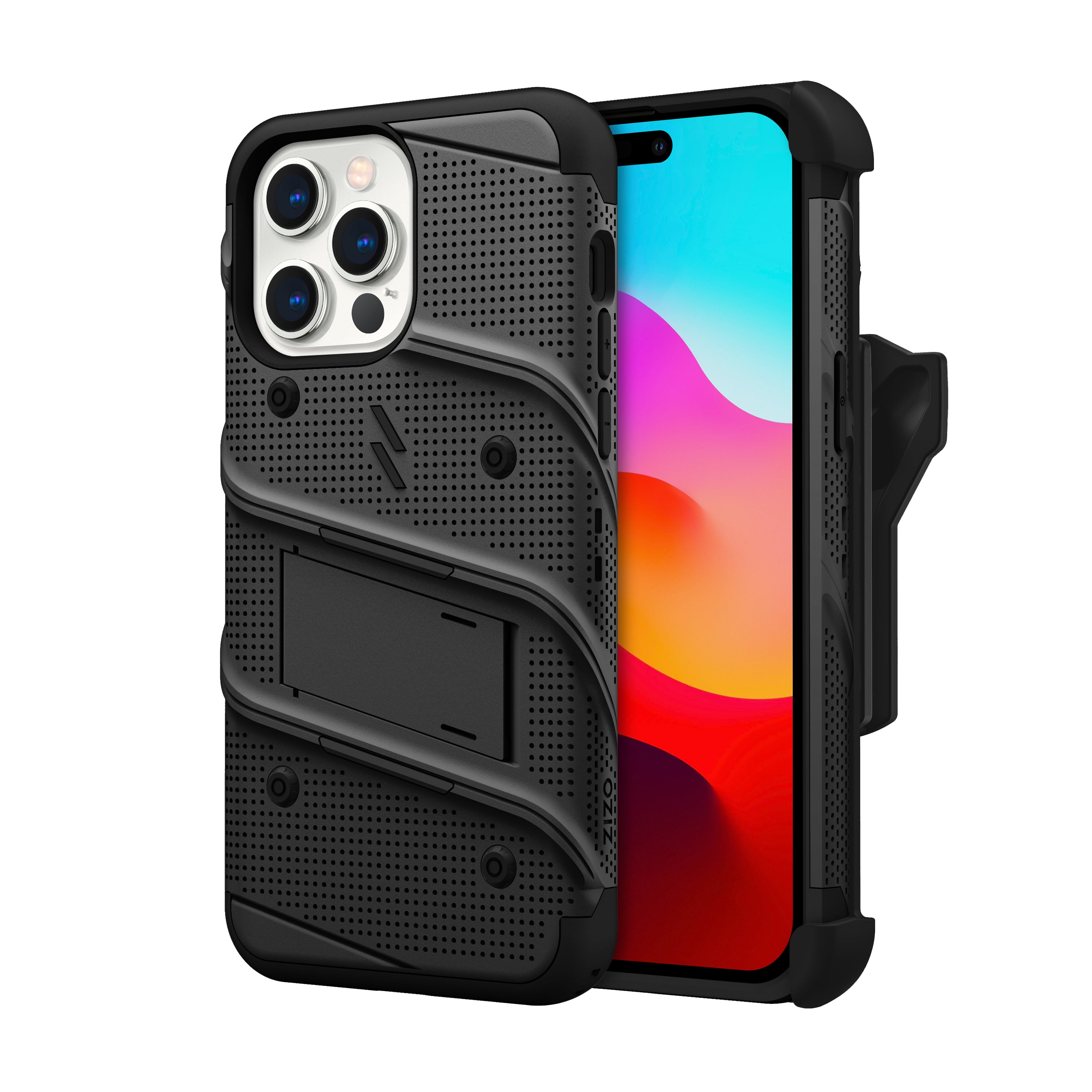 Picture of ZIZO BOLT Bundle iPhone 15 Pro Max Case with Tempered Glass - Black