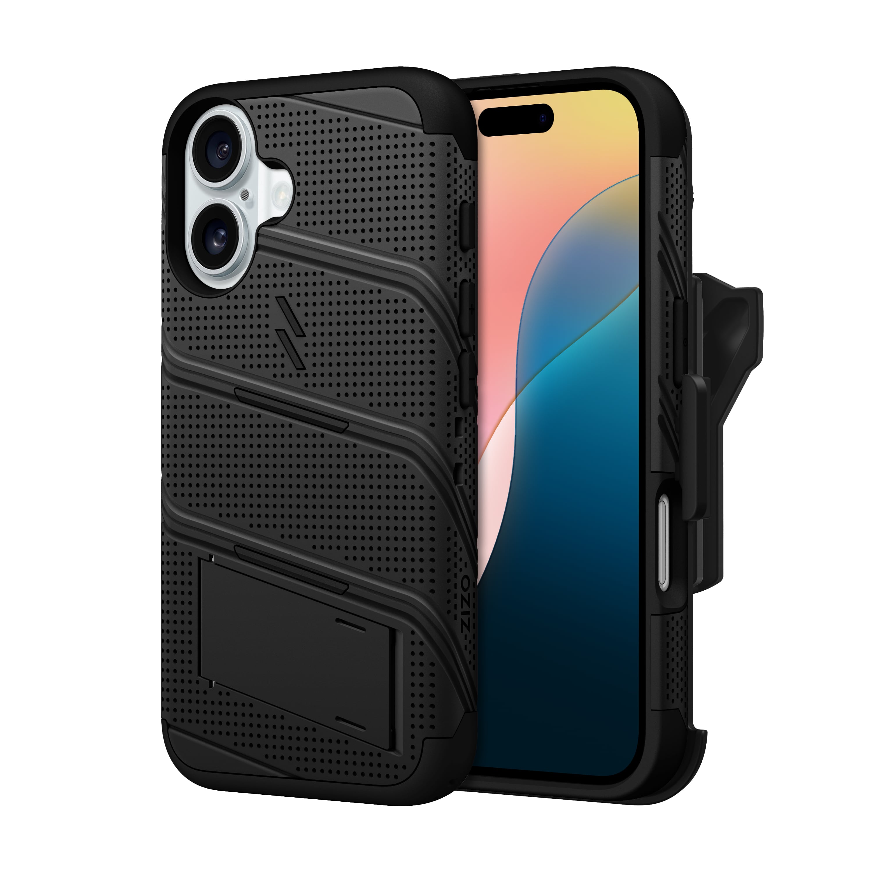 Picture of ZIZO BOLT Bundle iPhone 16 Case with Tempered Glass - Black