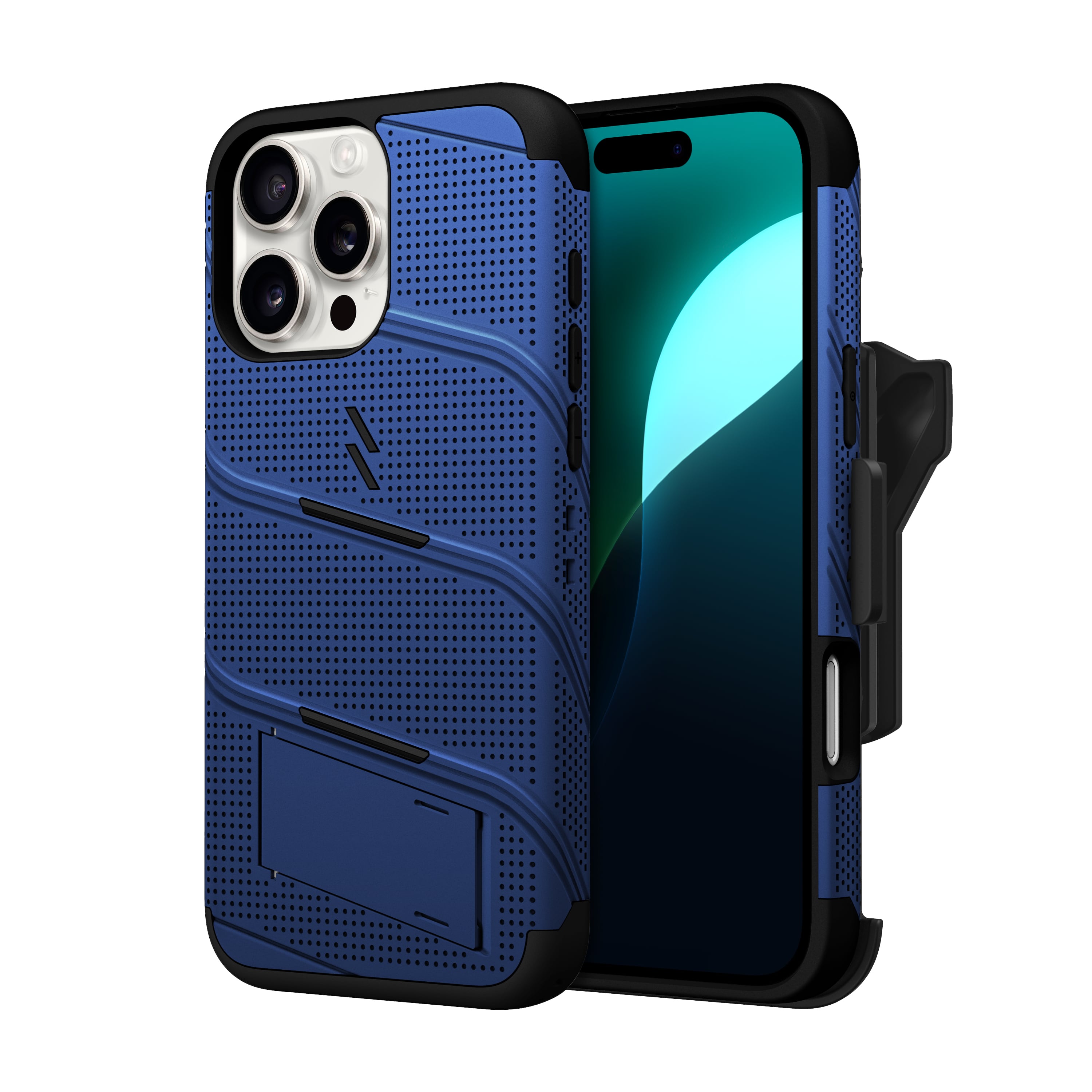 Picture of ZIZO BOLT Bundle iPhone 16 Pro Max Case with Tempered Glass - Blue