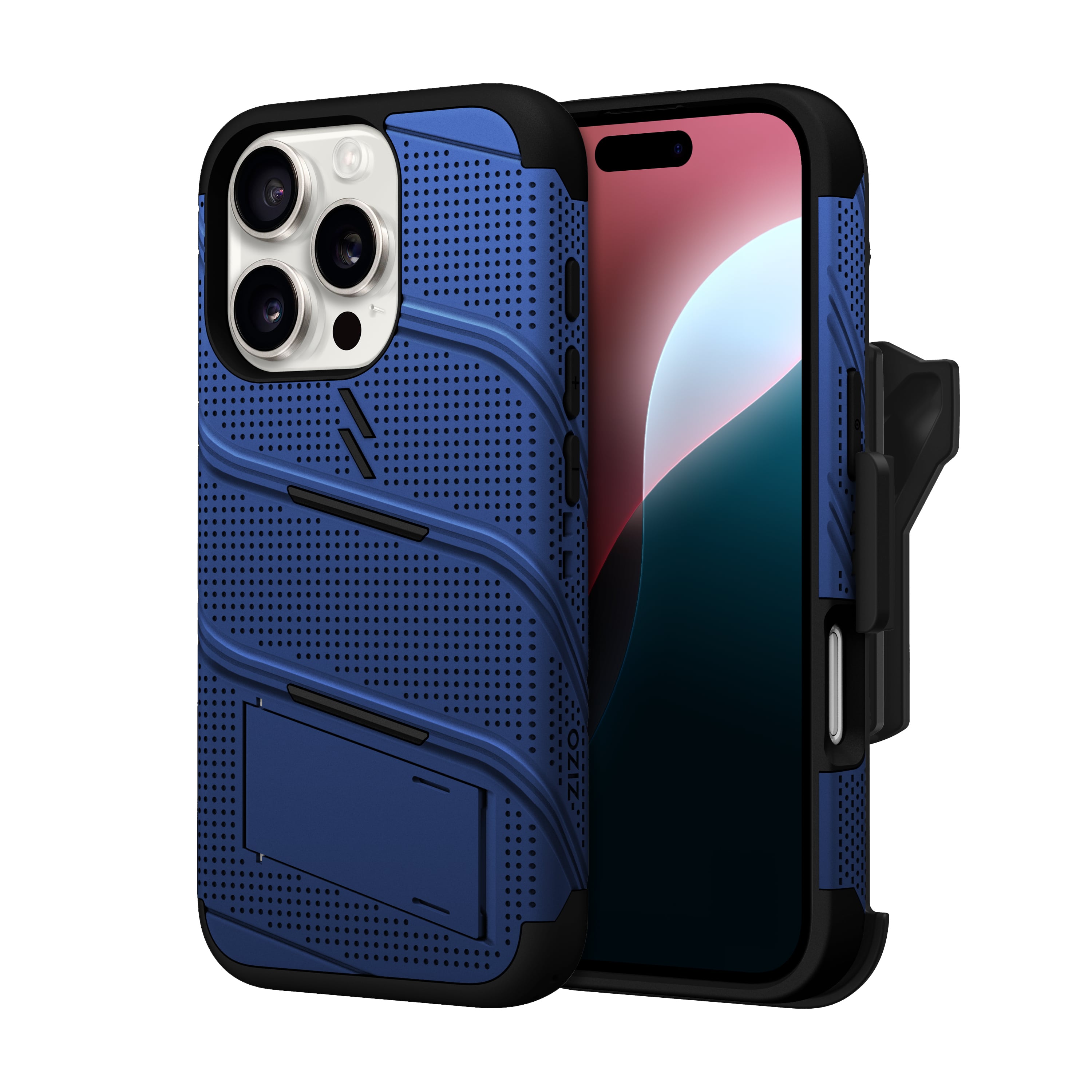 Picture of ZIZO BOLT Bundle iPhone 16 Pro Case with Tempered Glass - Blue