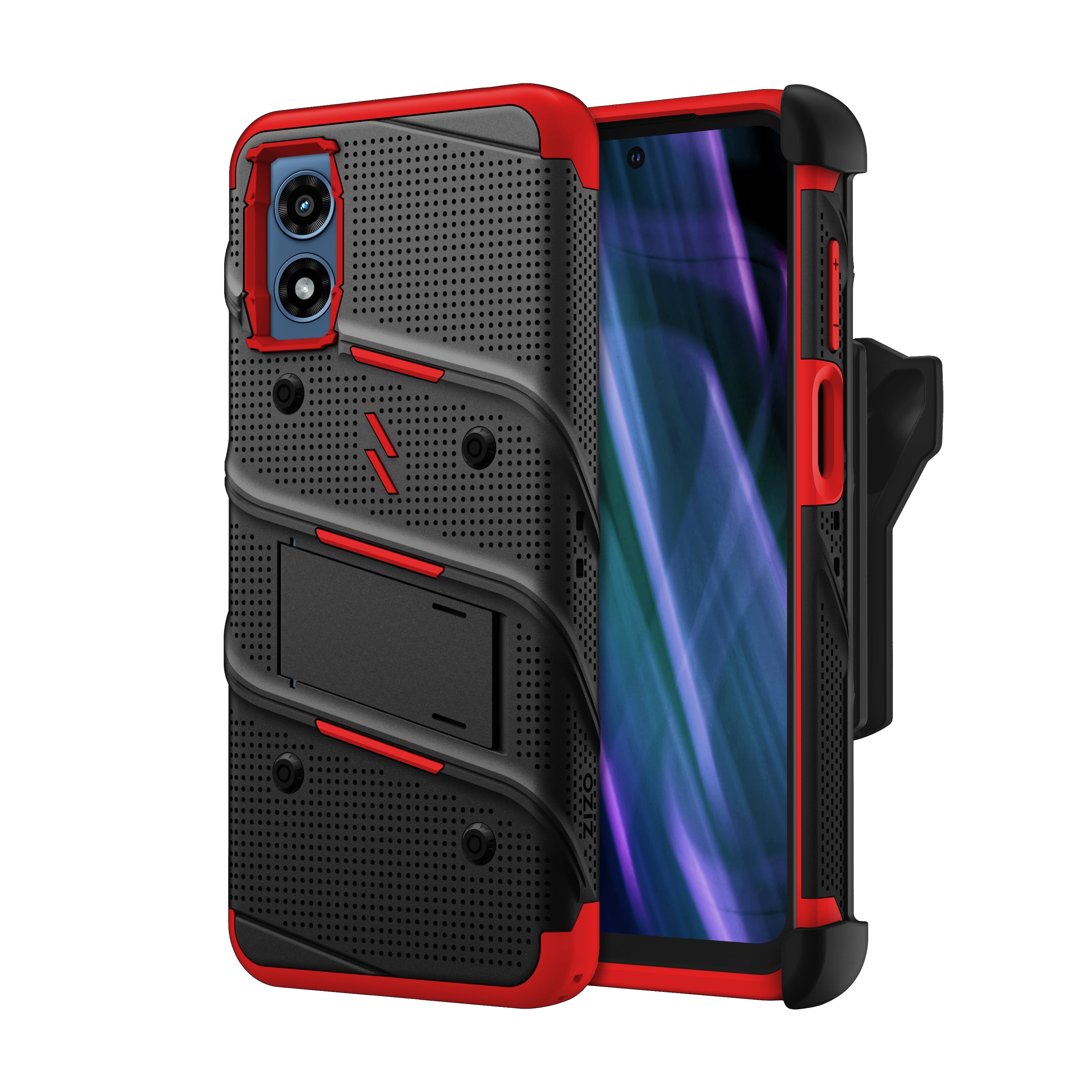 Picture of ZIZO BOLT Bundle moto g Play (2024) Case with Tempered Glass - Black / Red