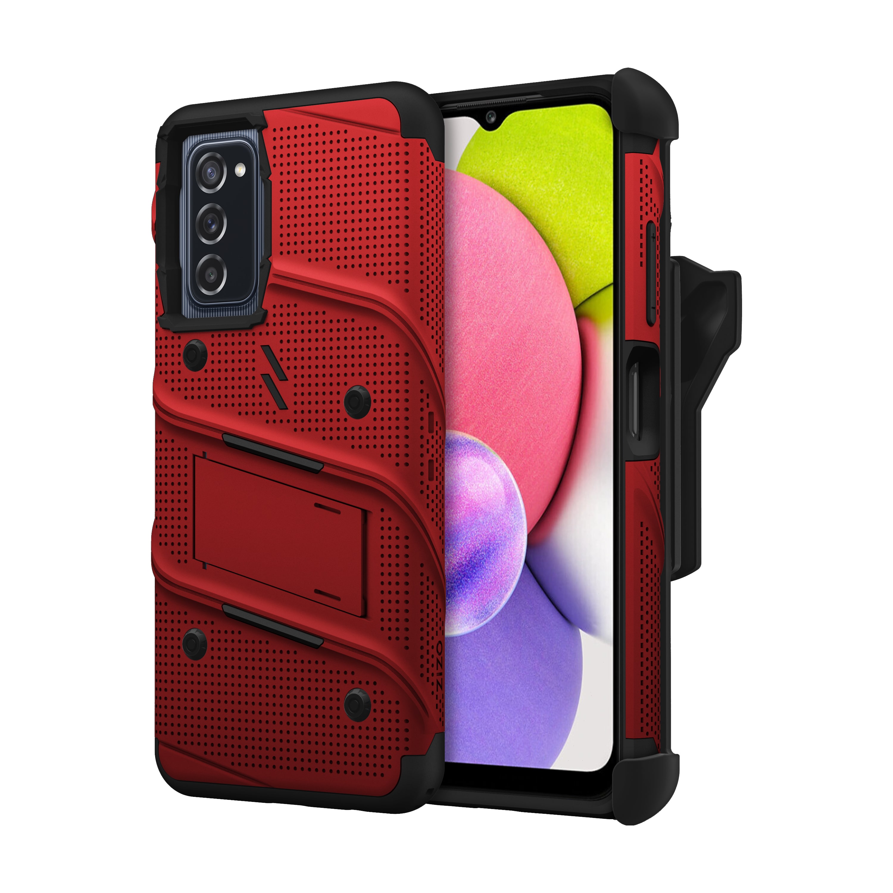 Picture of ZIZO BOLT Bundle Galaxy A03s Case with Tempered Glass - Red