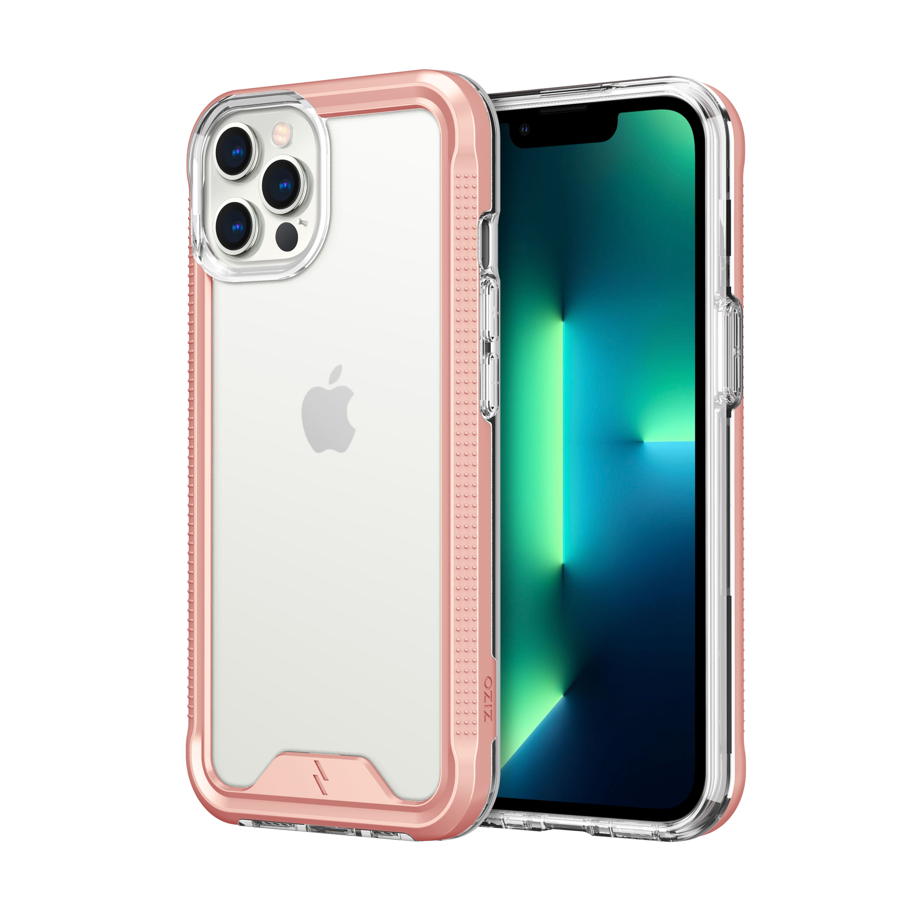 Picture of ZIZO ION Series iPhone 13 Pro Max Case with Tempered Glass - Rose Gold & Clear