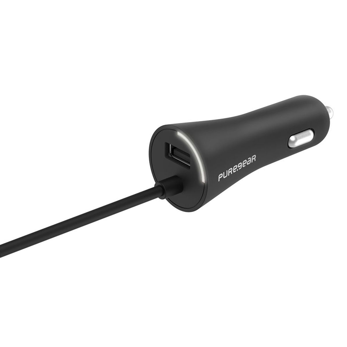 Picture of PureGear 30W Single USB-A + Corded 3FT USB-C PD Car Charger - Black